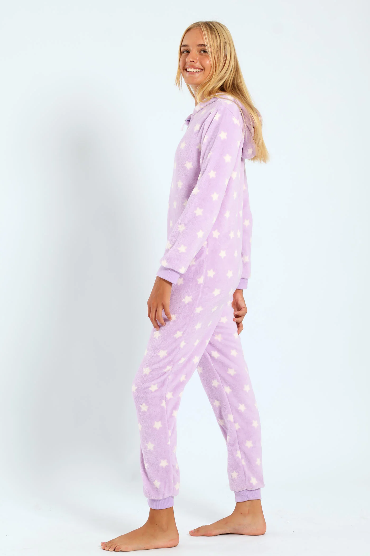 Girls Star Print Onesie - Lilac - Image 2