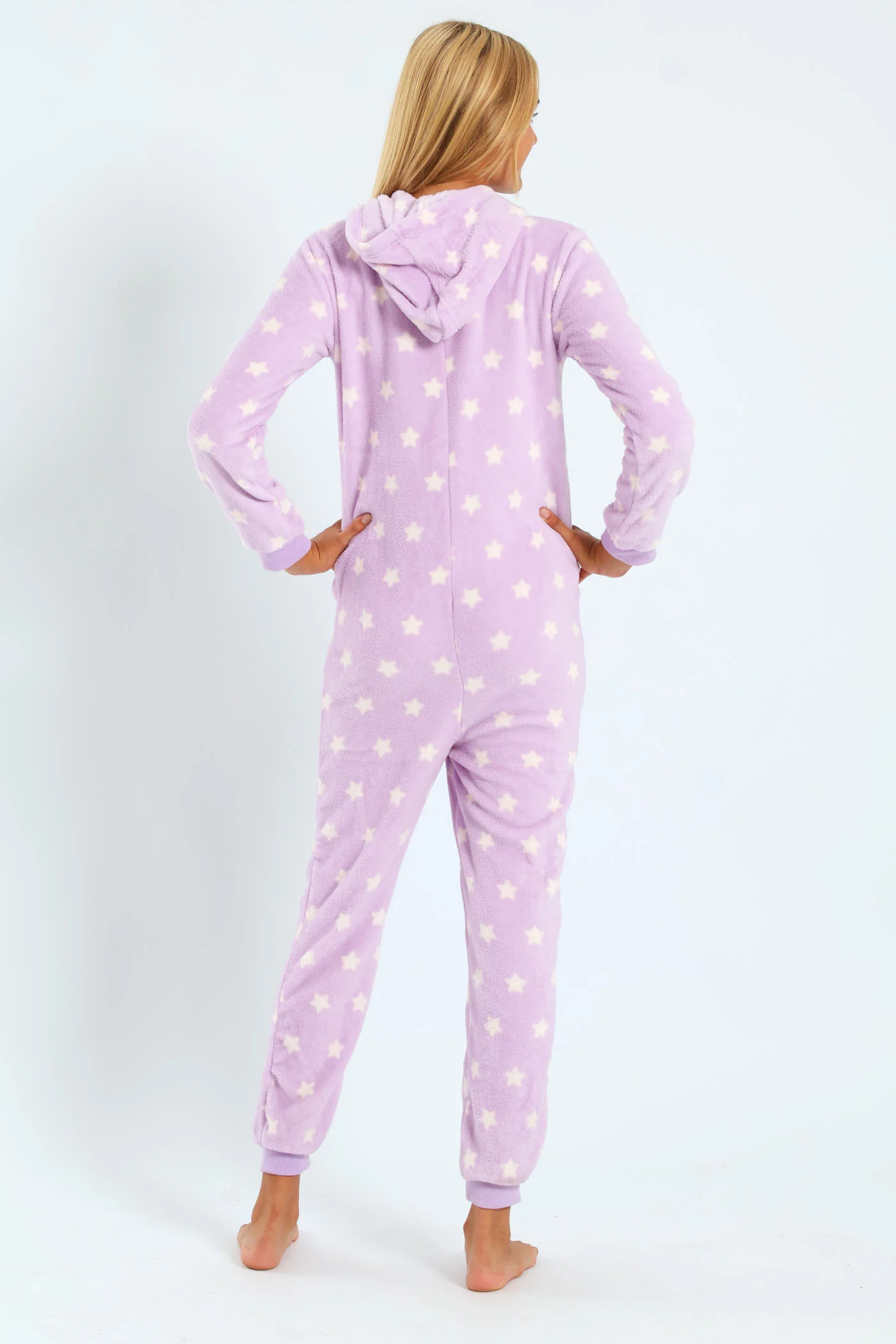 Girls Star Print Onesie - Lilac - Image 3