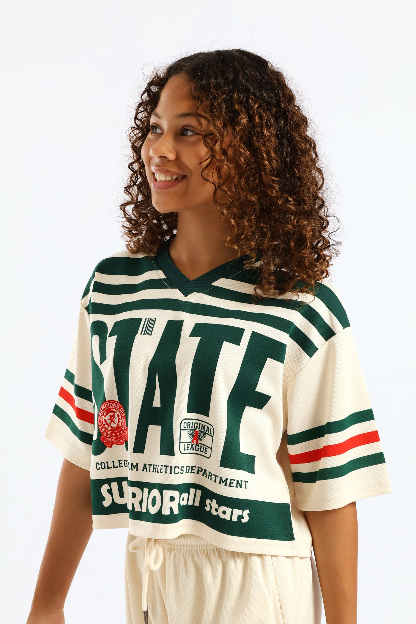 Girls State Stripe Sports Jersey - Stone - Image 3