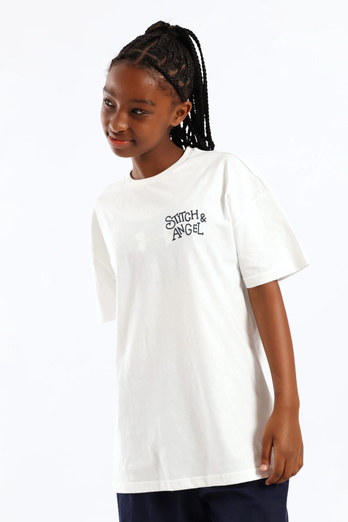 Stitch & Angel Oversized Tee - Off White - Image 3
