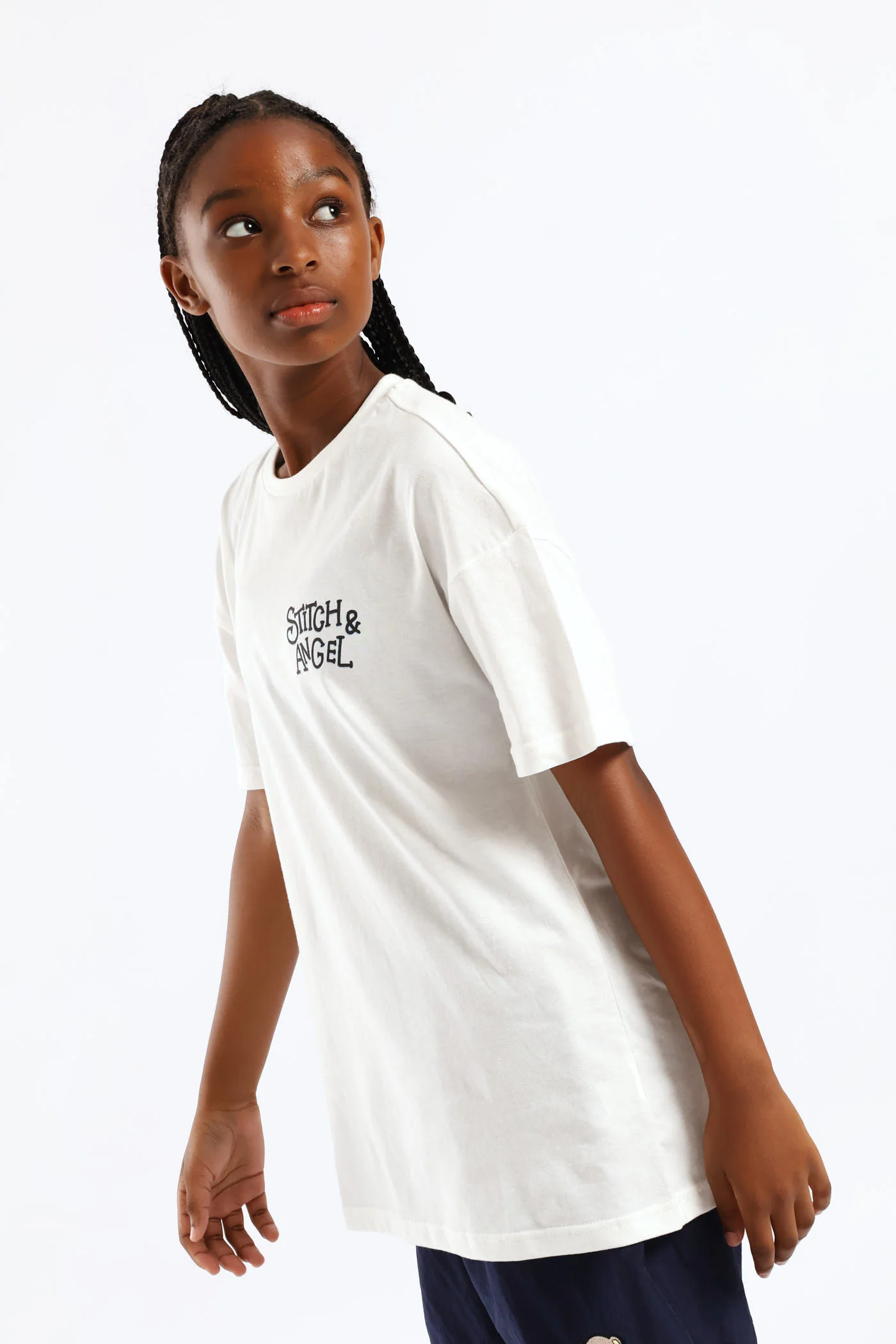 Stitch & Angel Oversized Tee - Off White - Image 4