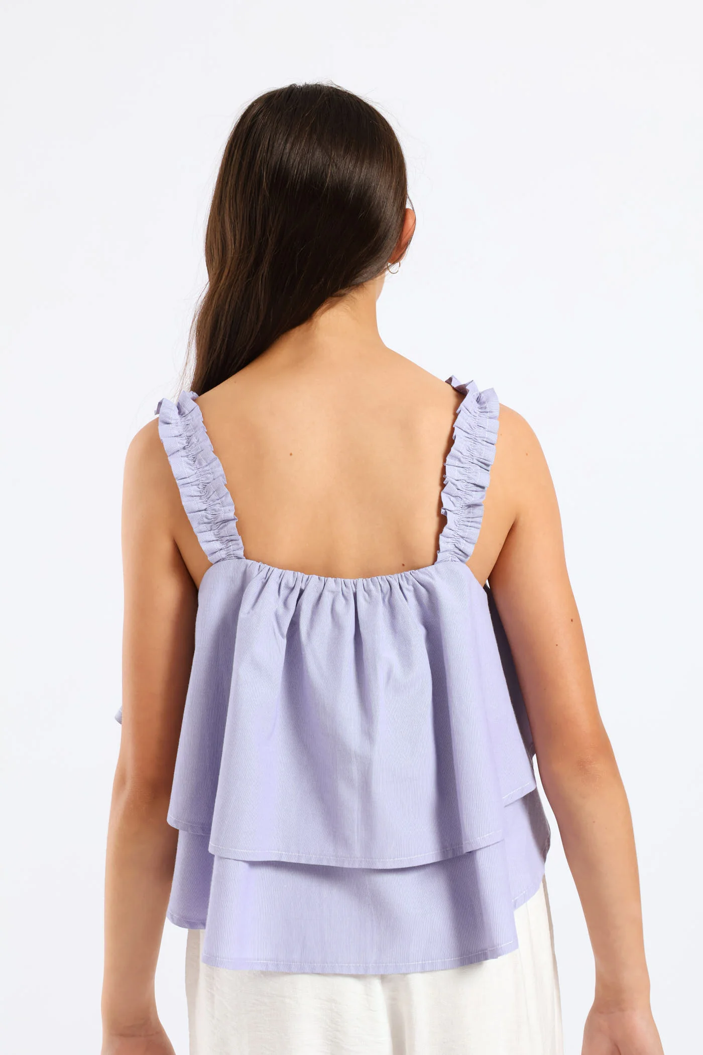 Girls Strappy Rara Tiered Stripe Body Cami - Blue - Image 2