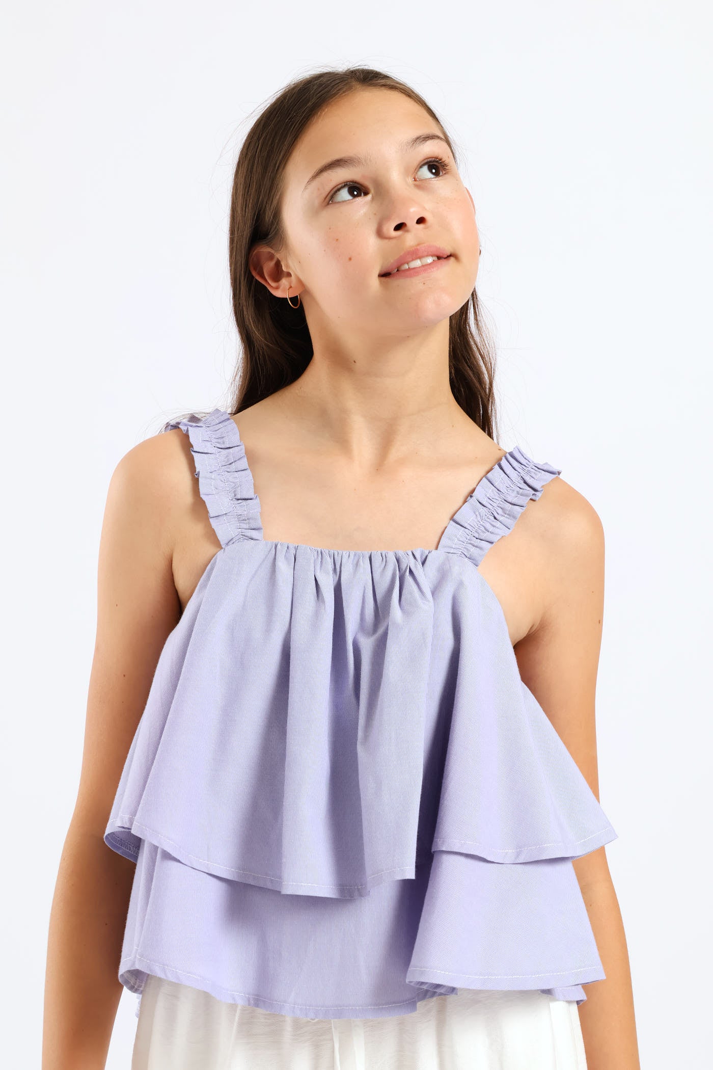 Girls Strappy Rara Tiered Stripe Body Cami - Blue - Image 3