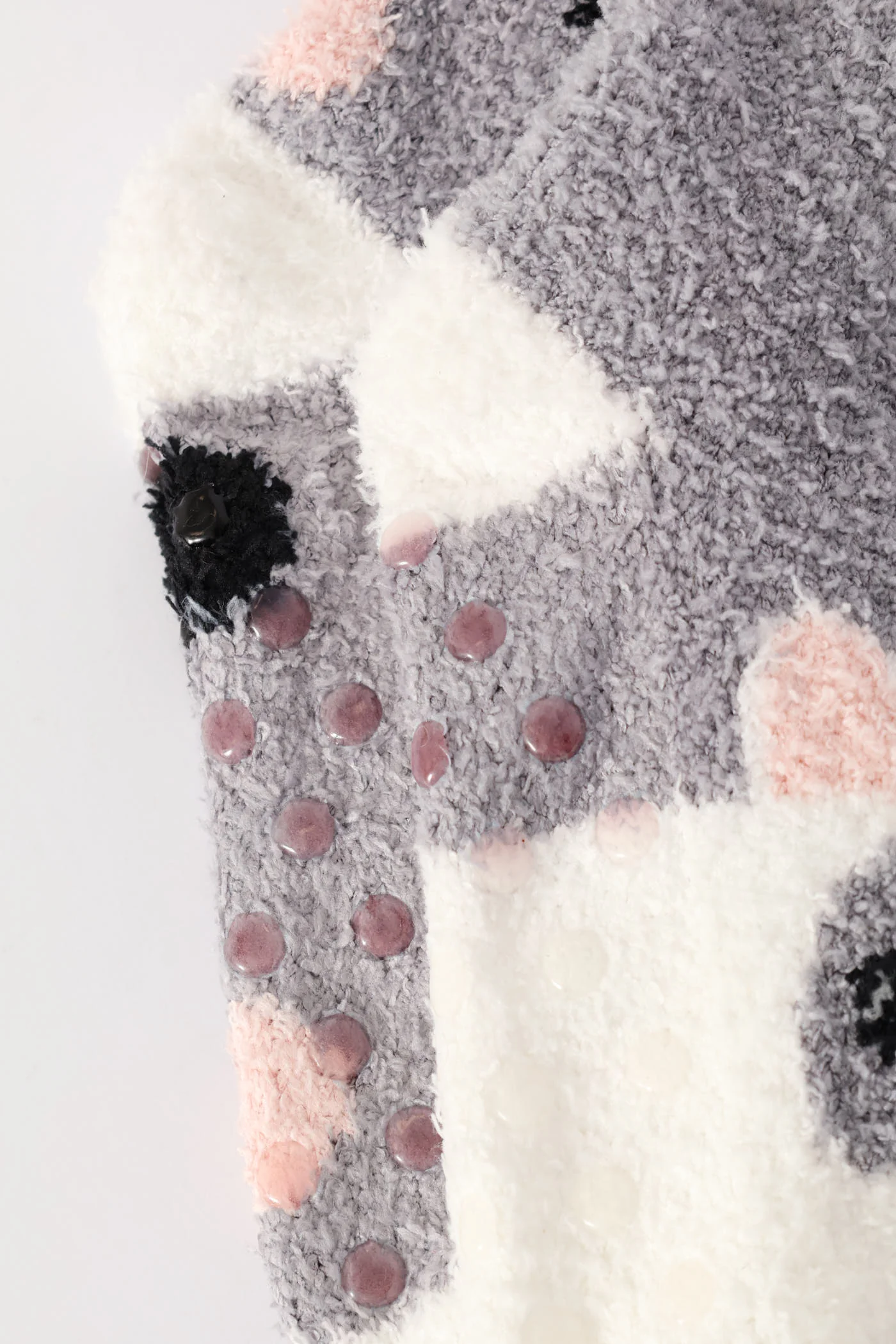 Girls Stripe Embroidery Fluffy Socks - Grey - Image 3