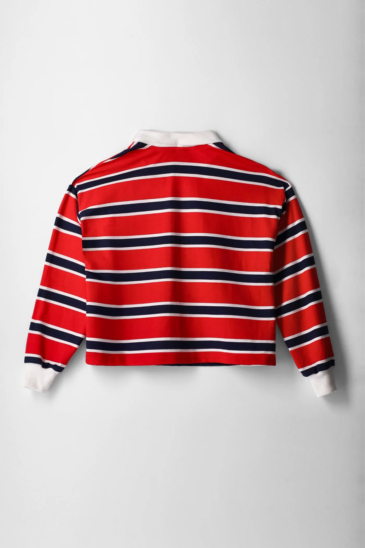Girls Stripe Fleece Rugby Jersey Pullover - Red - Image 4