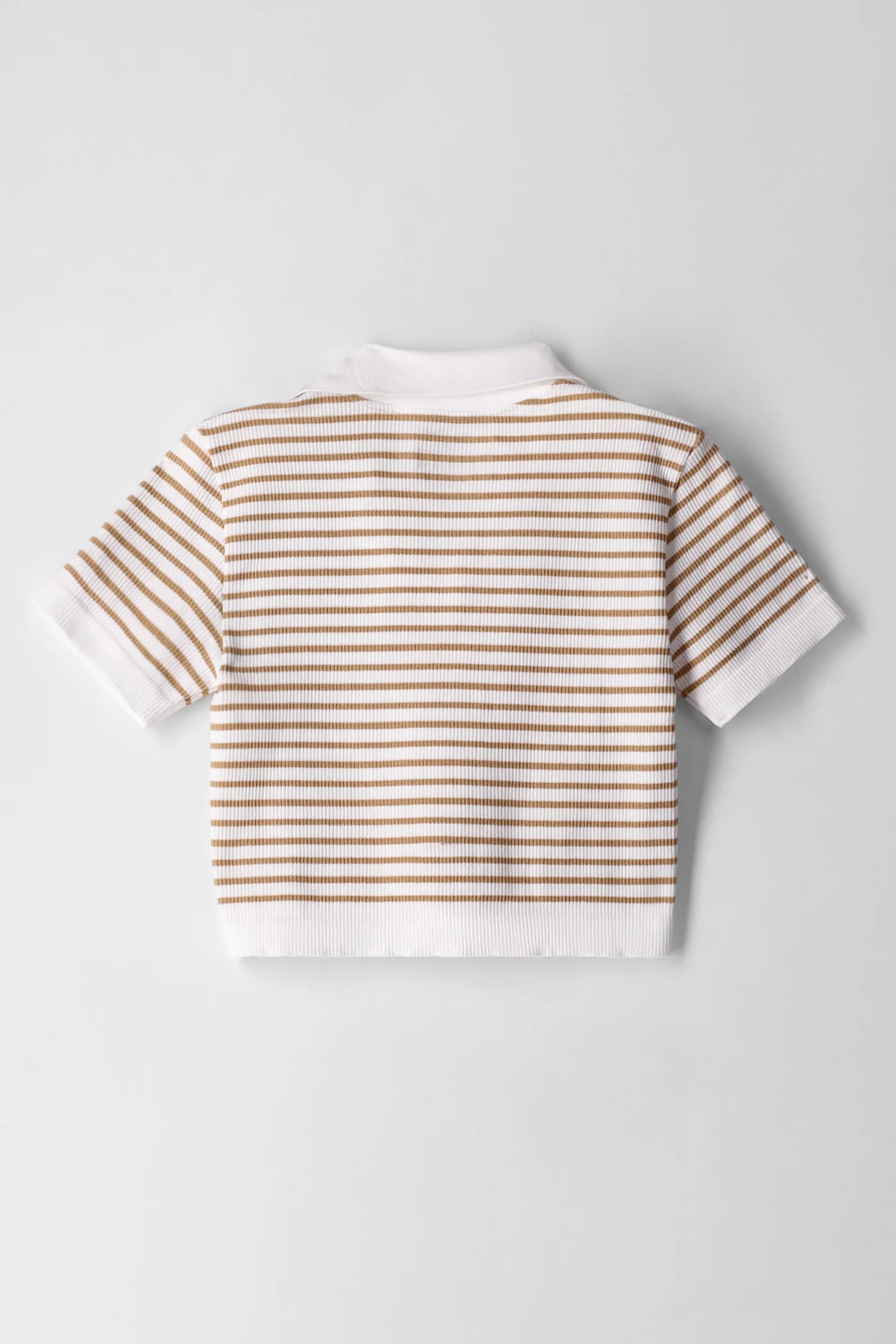 Girls Stripe J Collar Top - Cream - Image 2