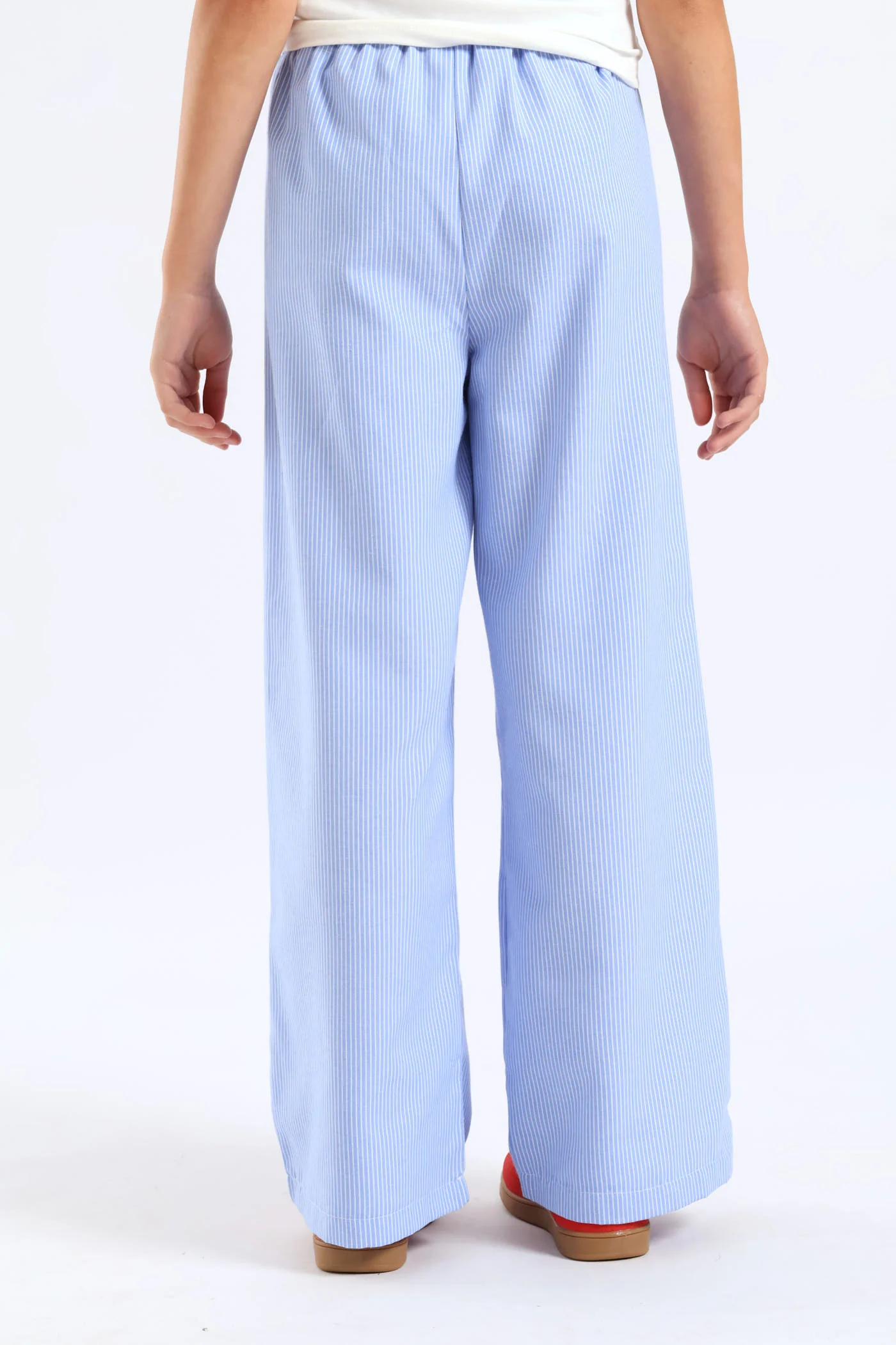 Girls Stripe Linen Pants - Blue - Image 5