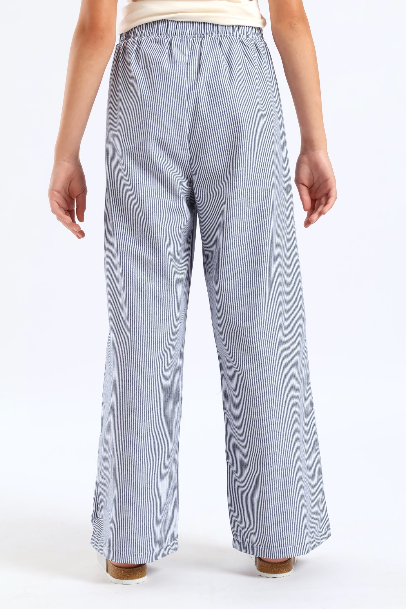 Girls Stripe Linen Pants - Navy/White - Image 4