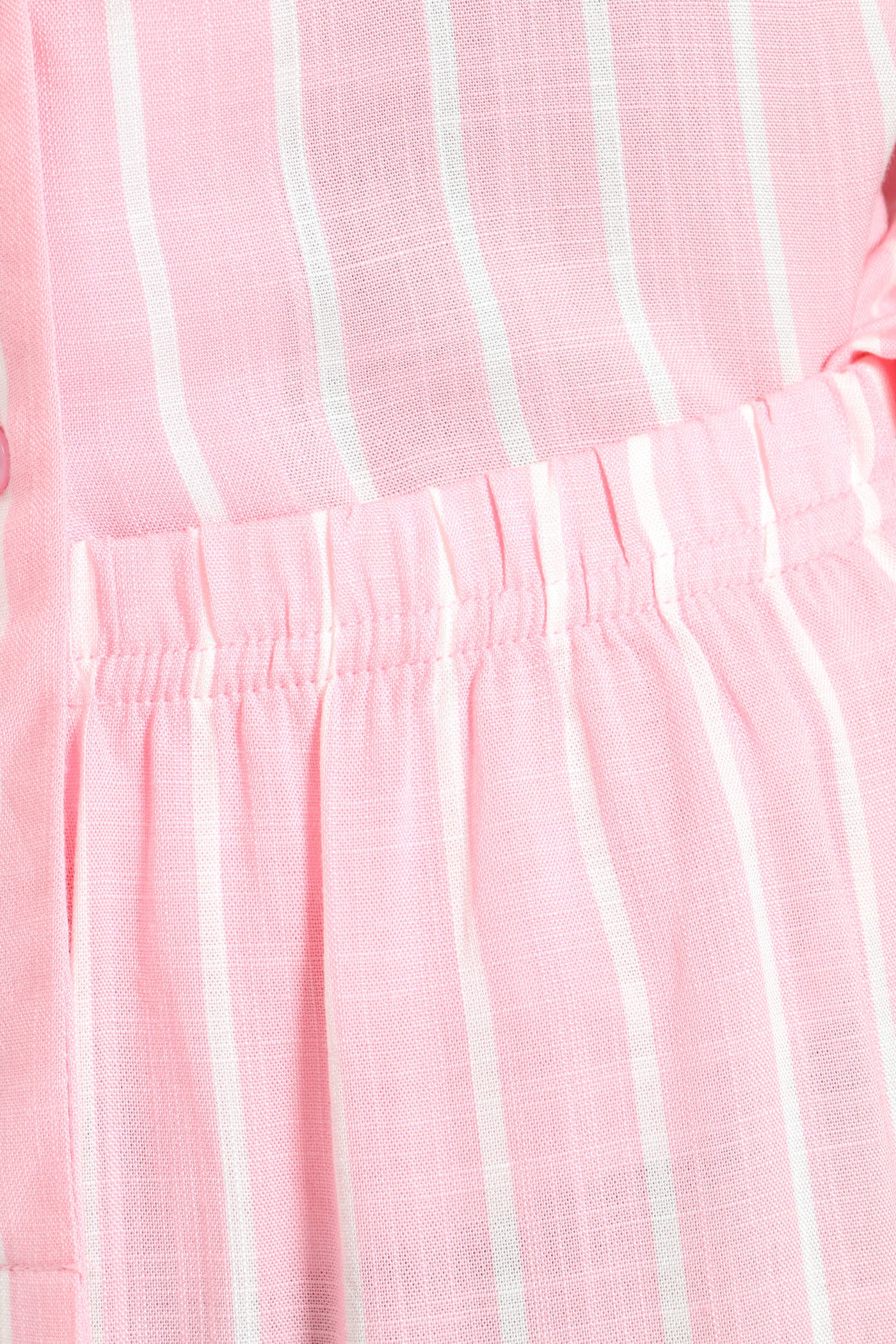 Girls Stripe Linen Sleep Shorts - Pink - Image 4