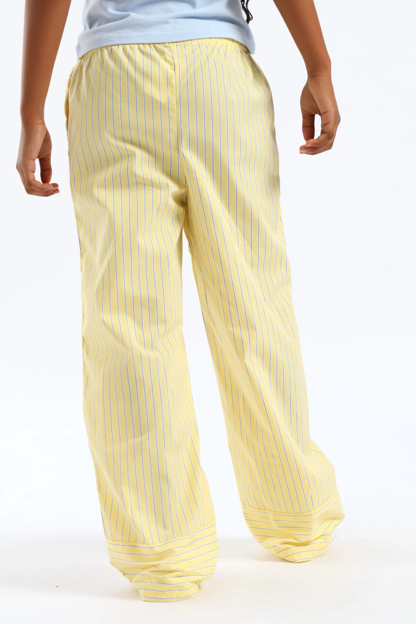 Girls Stripe Poplin Wide Leg Pant - Yellow - Image 4