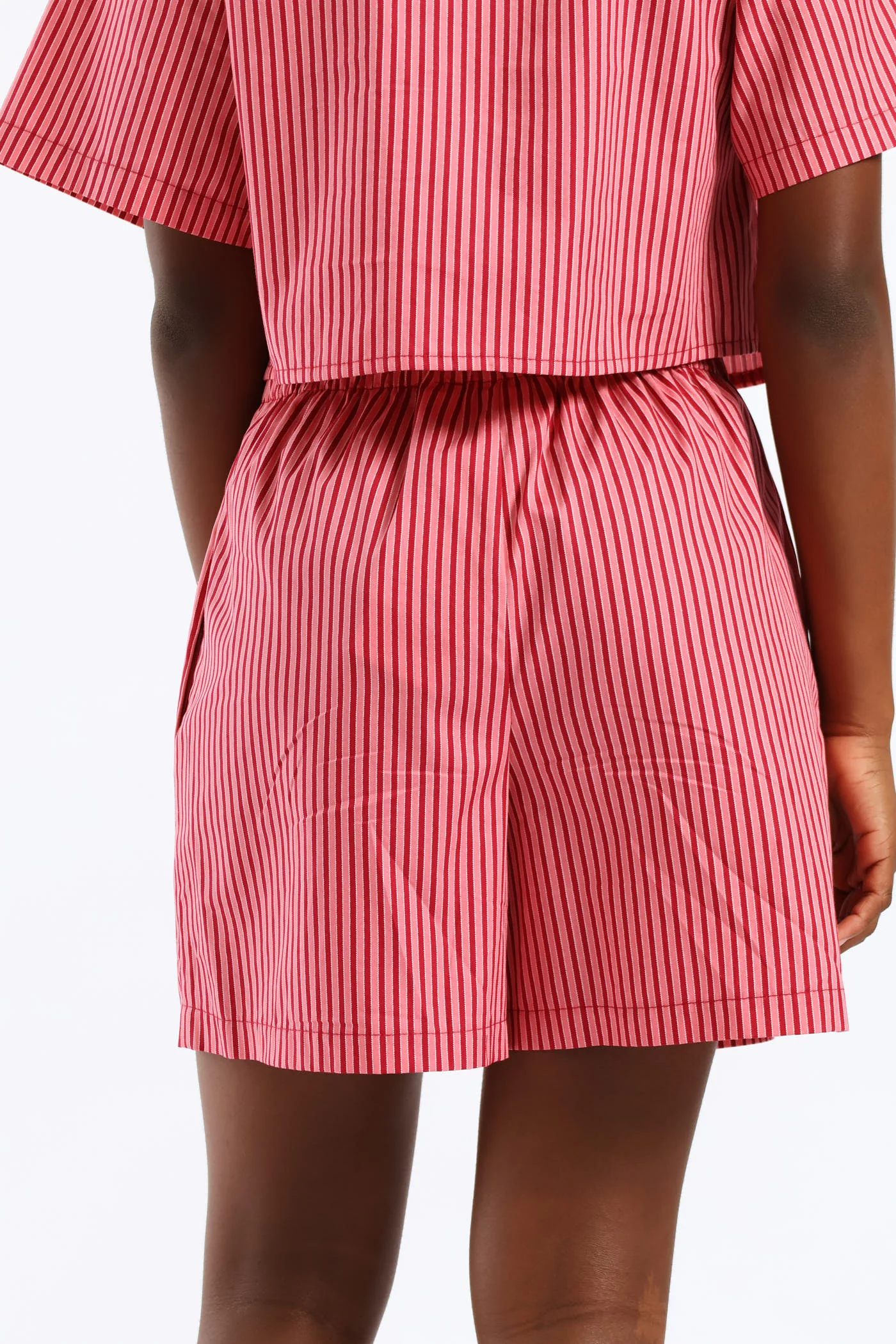 Girls Stripe Pull-On Short - Red/Pink - Image 4