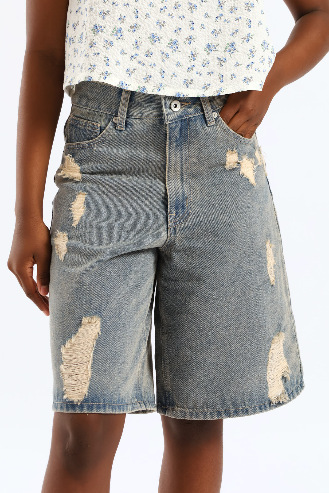 Girls Tea Stain Abrasion Bermuda Short - Tea Stain - Image 2