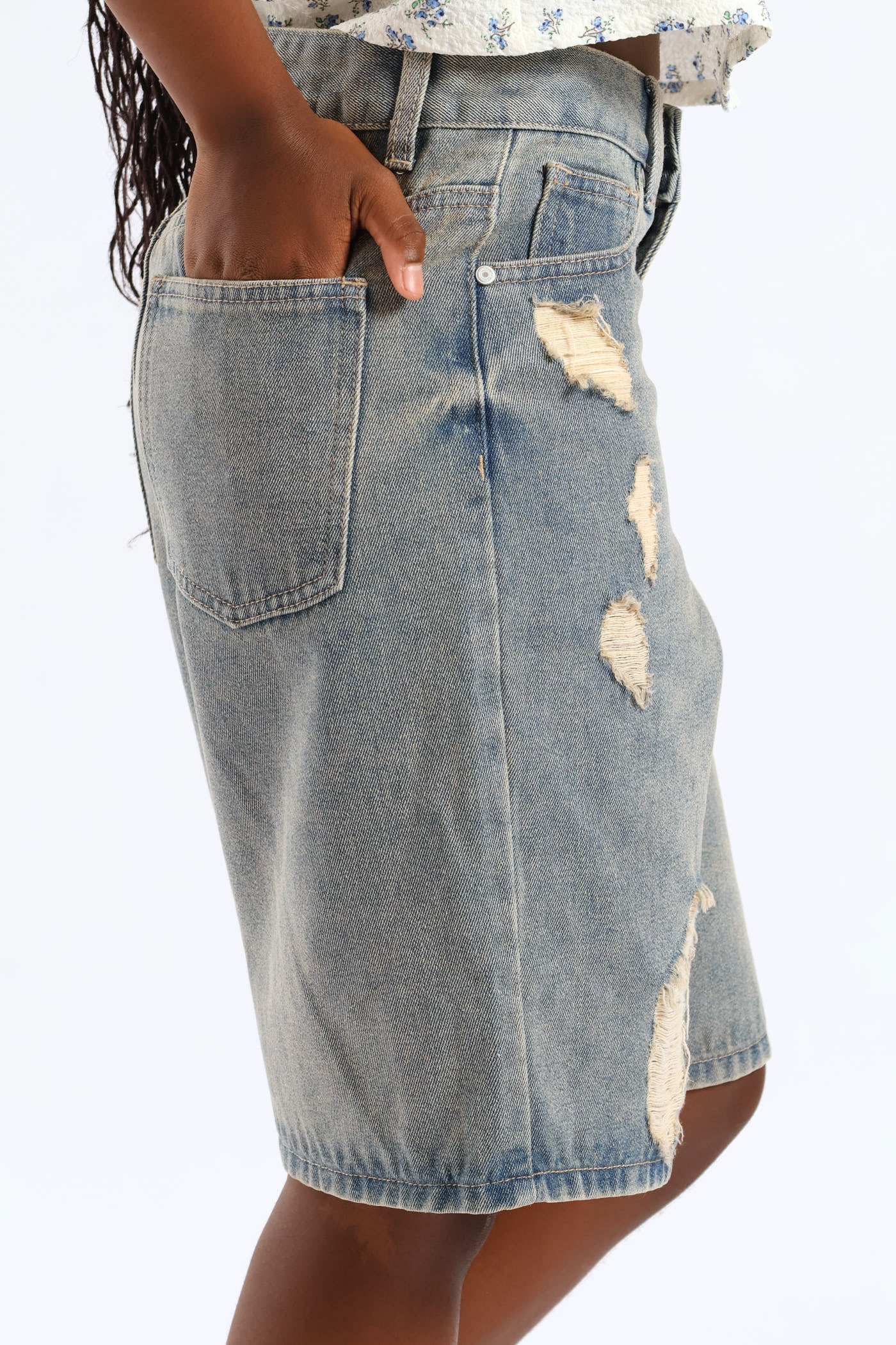 Girls Tea Stain Abrasion Bermuda Short - Tea Stain - Image 3