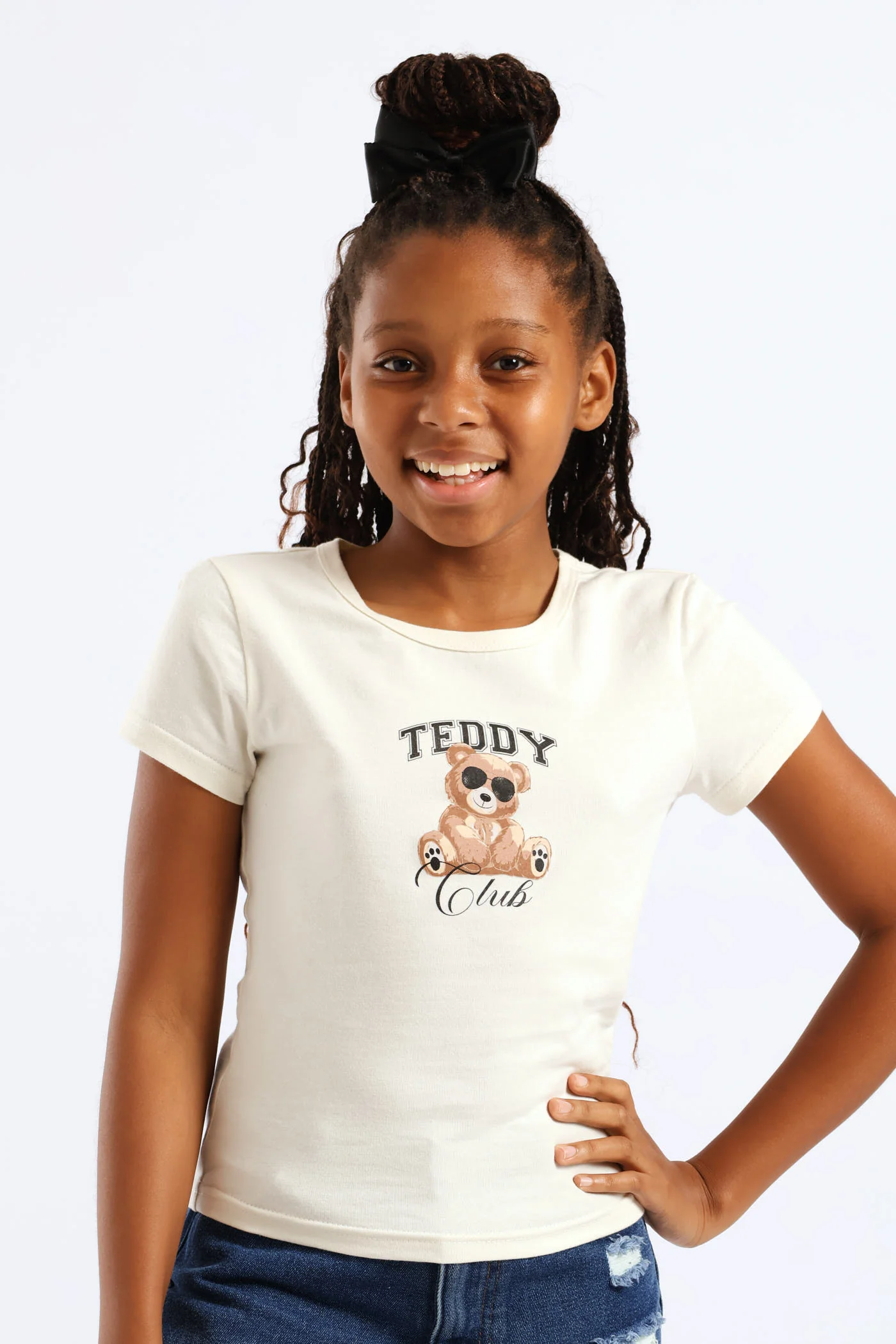 Girls Teddy Bear Fitted Regular Tee - Cream - Image 2