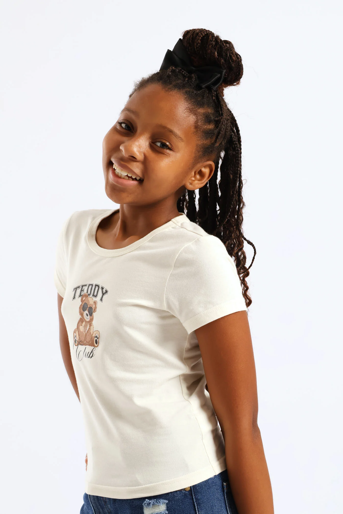 Girls Teddy Bear Fitted Regular Tee - Cream - Image 3