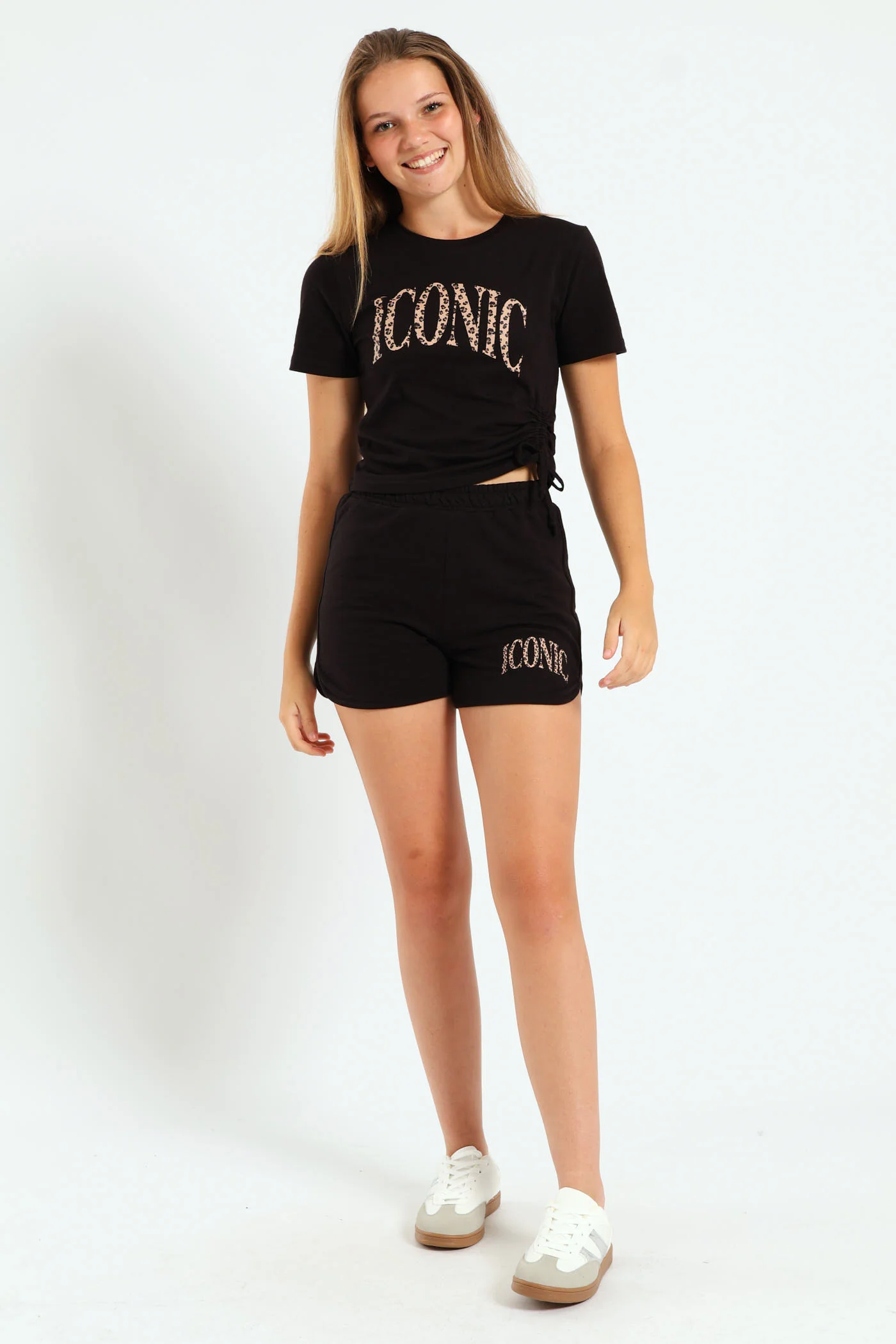 Girls Tennis Fleece Shorts - Black - Image 4