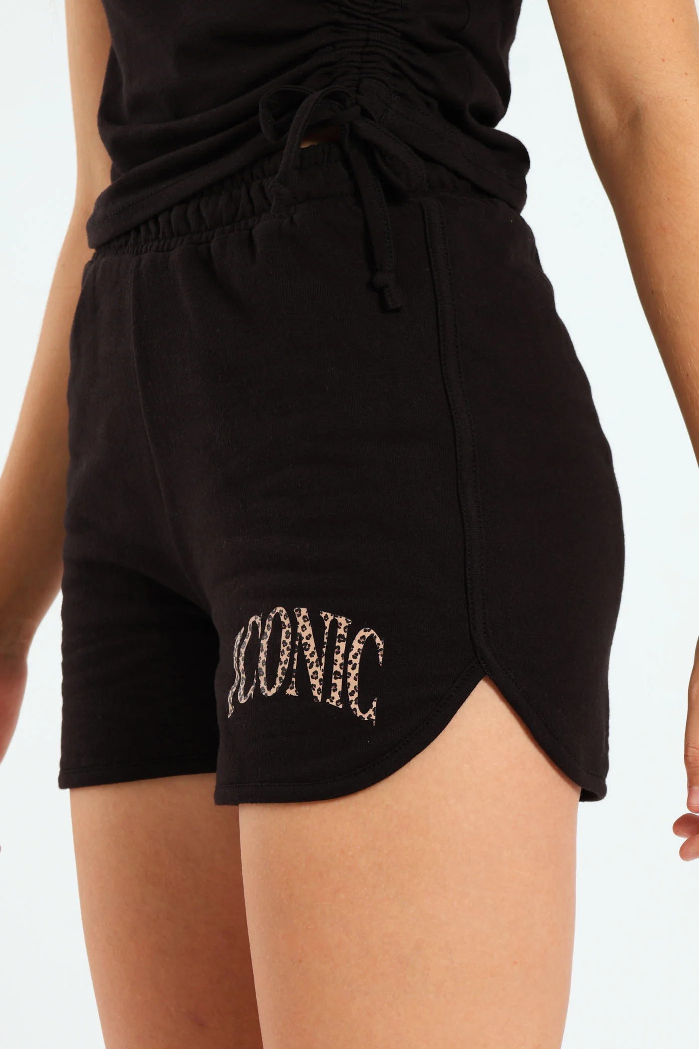 Girls Tennis Fleece Shorts - Black - Image 5