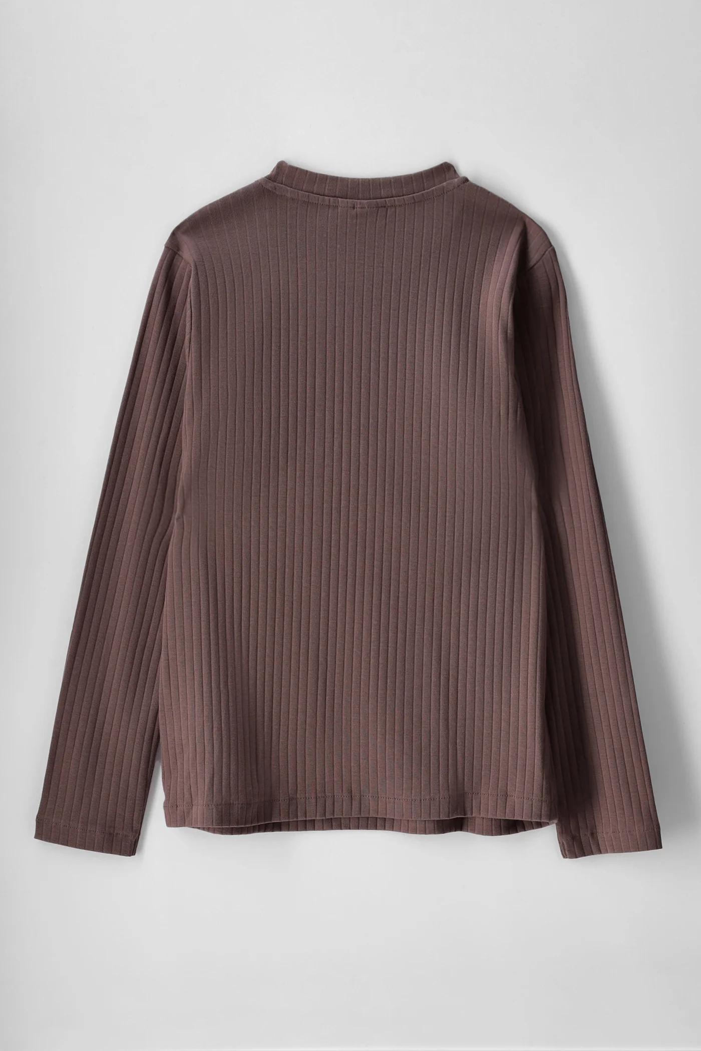 Girls Tessa Rib Long Sleeve Tee - Taupe - Image 2