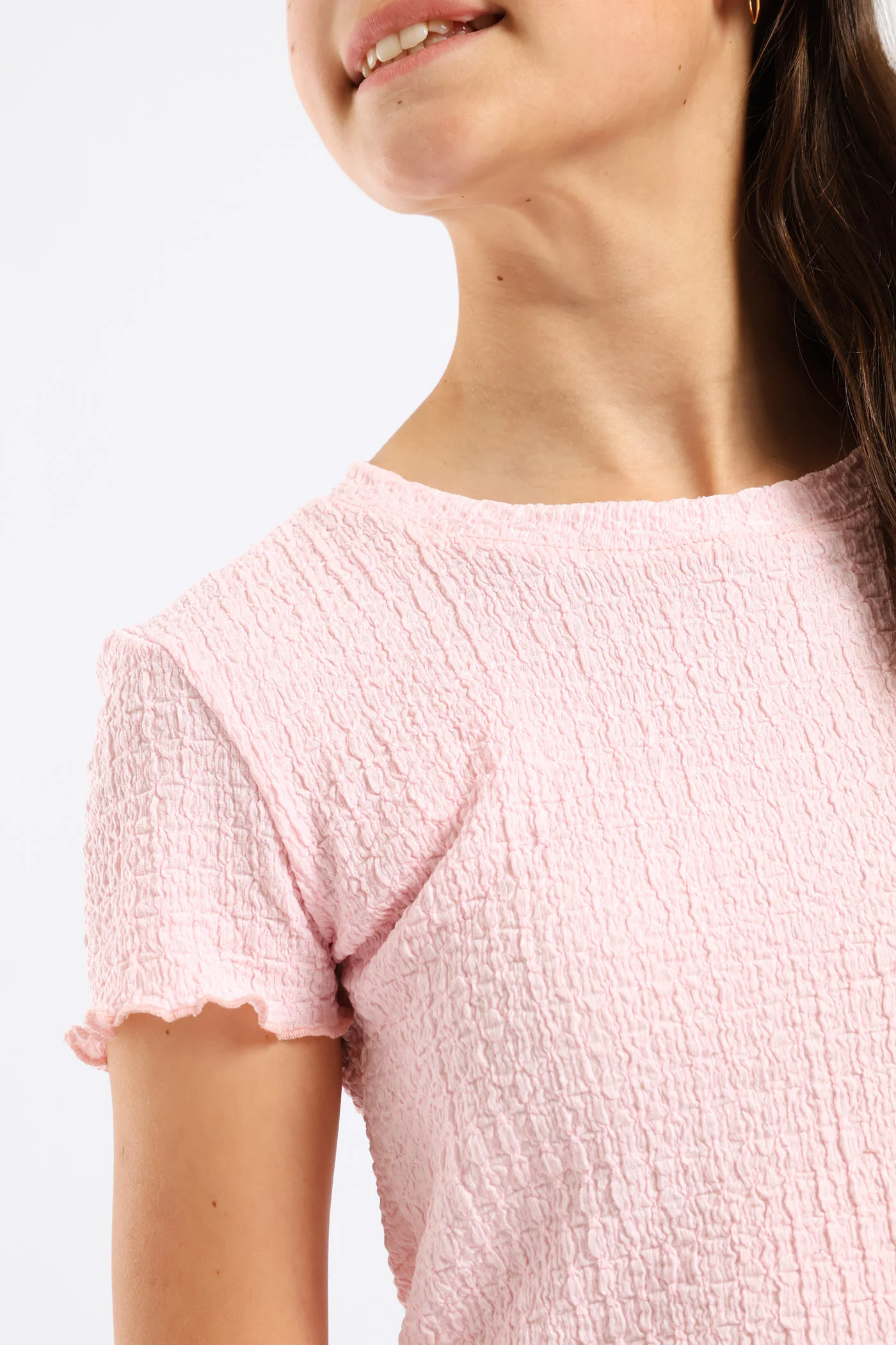 Girls Textured Knit Tee - Light Pink - Image 2
