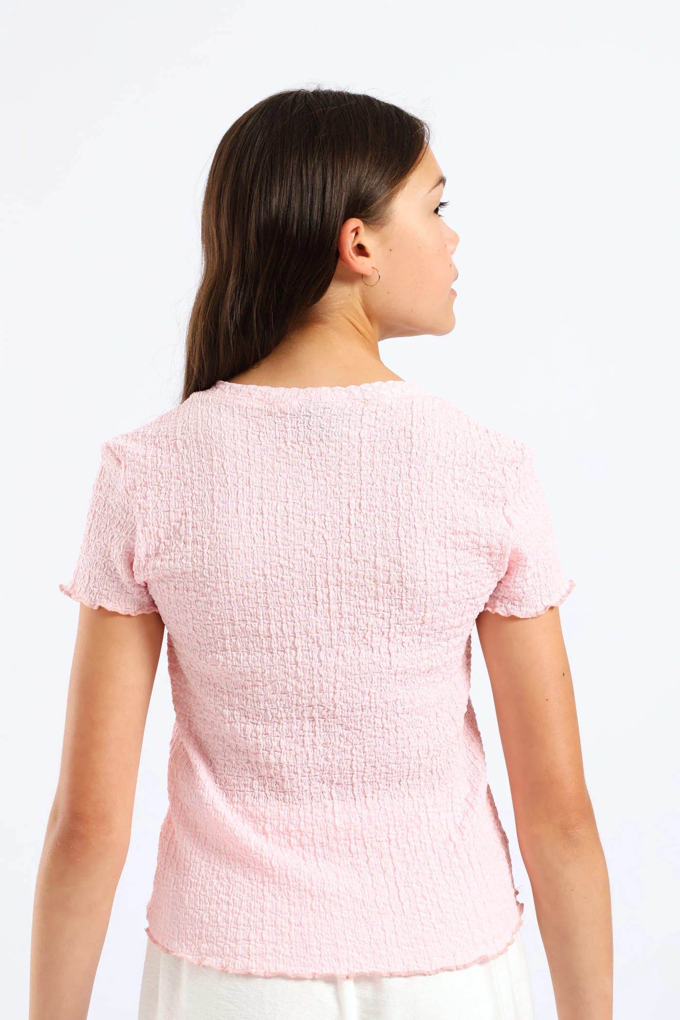 Girls Textured Knit Tee - Light Pink - Image 5
