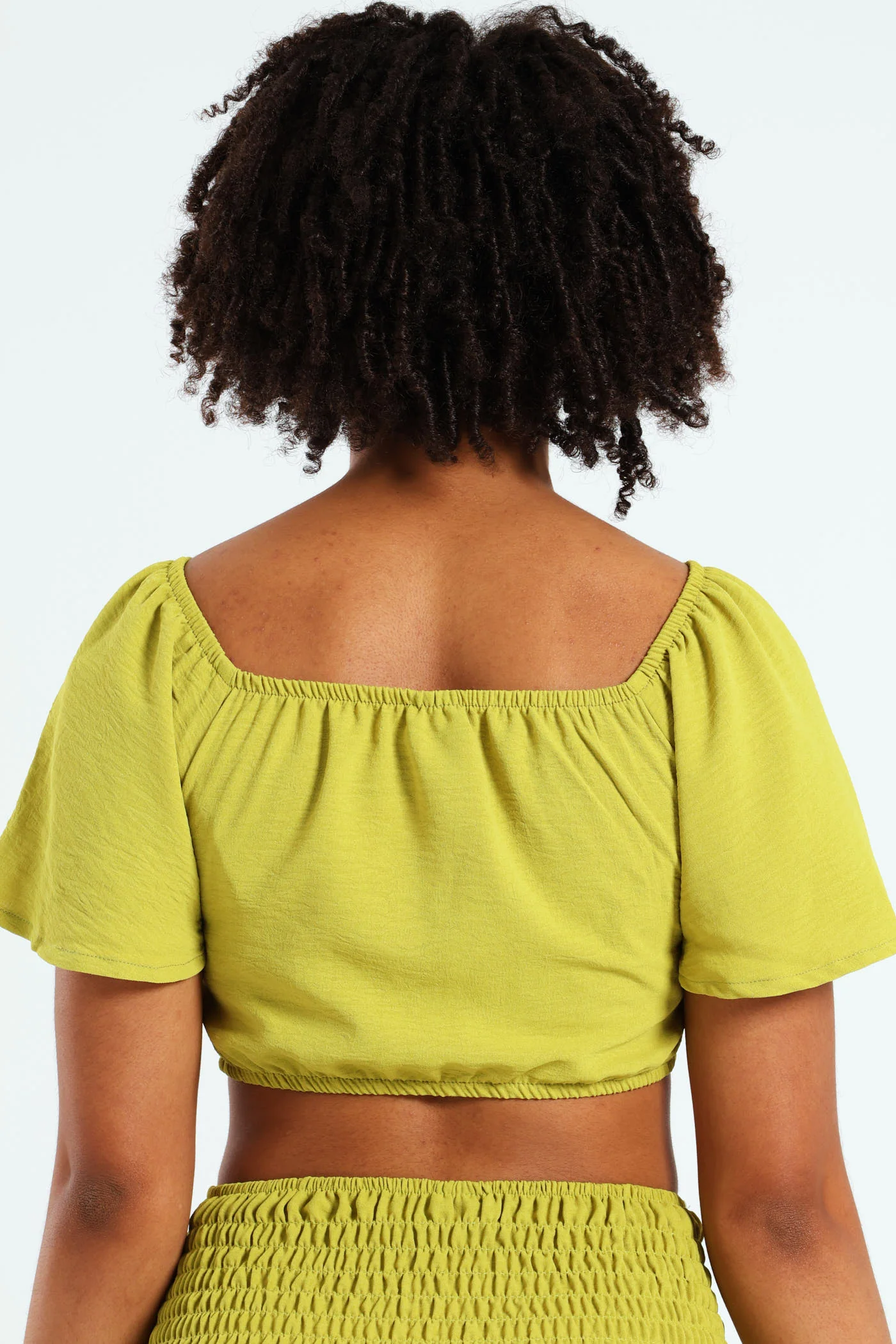 Girls Tie Front Linen Top - Lime - Image 5