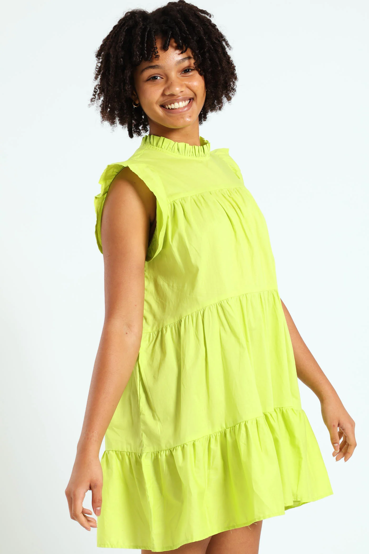 Girls Tiered Dress - Lime - Image 3