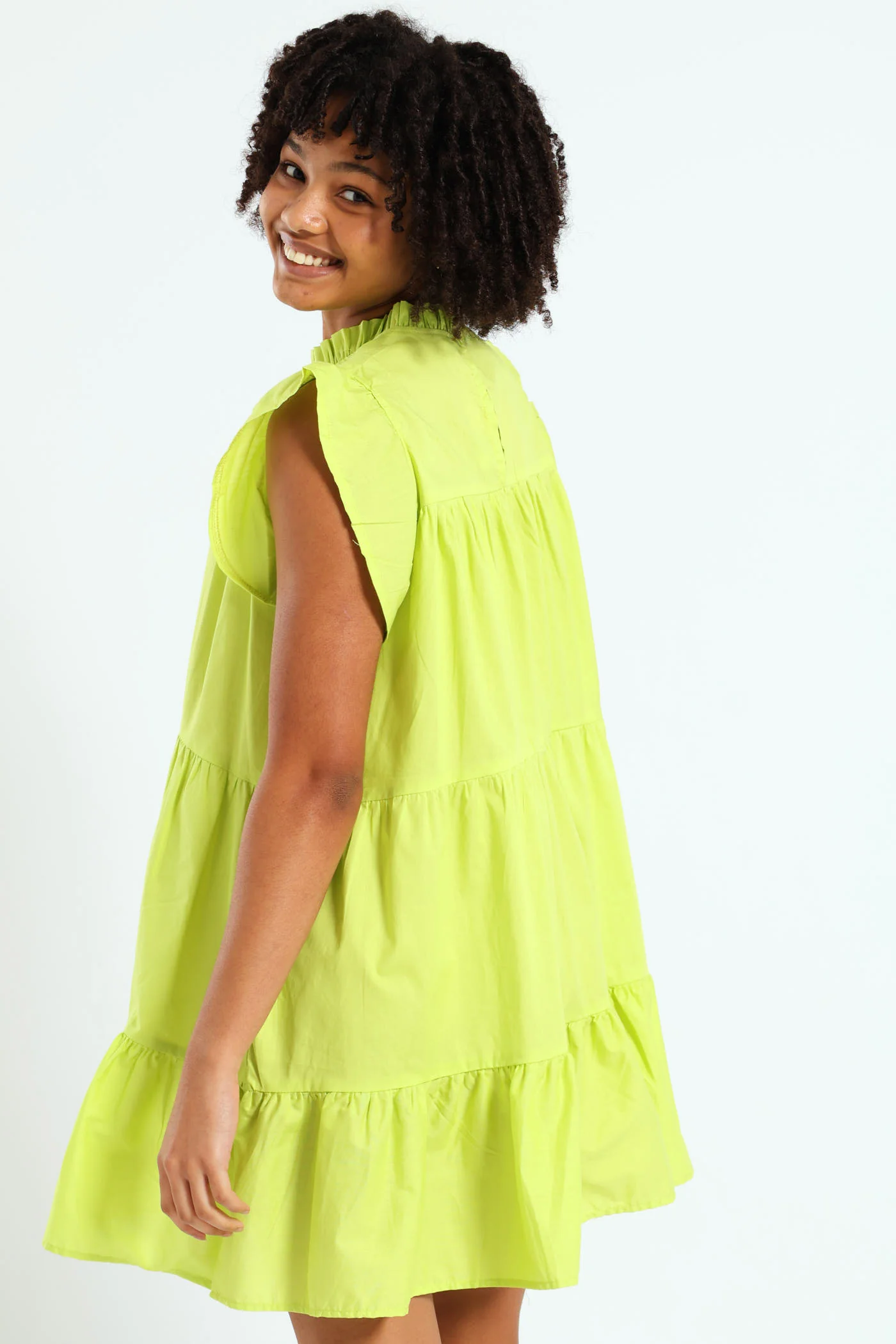 Girls Tiered Dress - Lime - Image 4