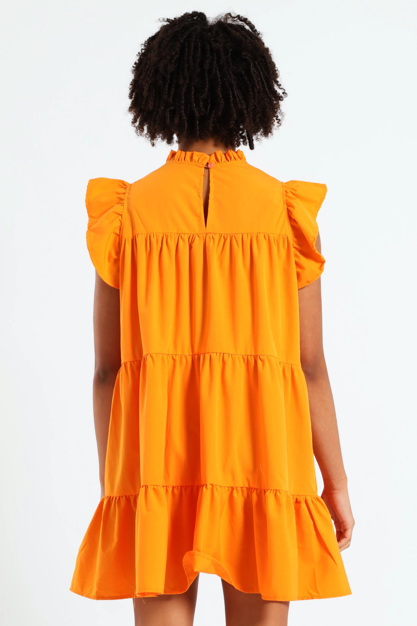 Girls Tiered Dress - Orange - Image 3