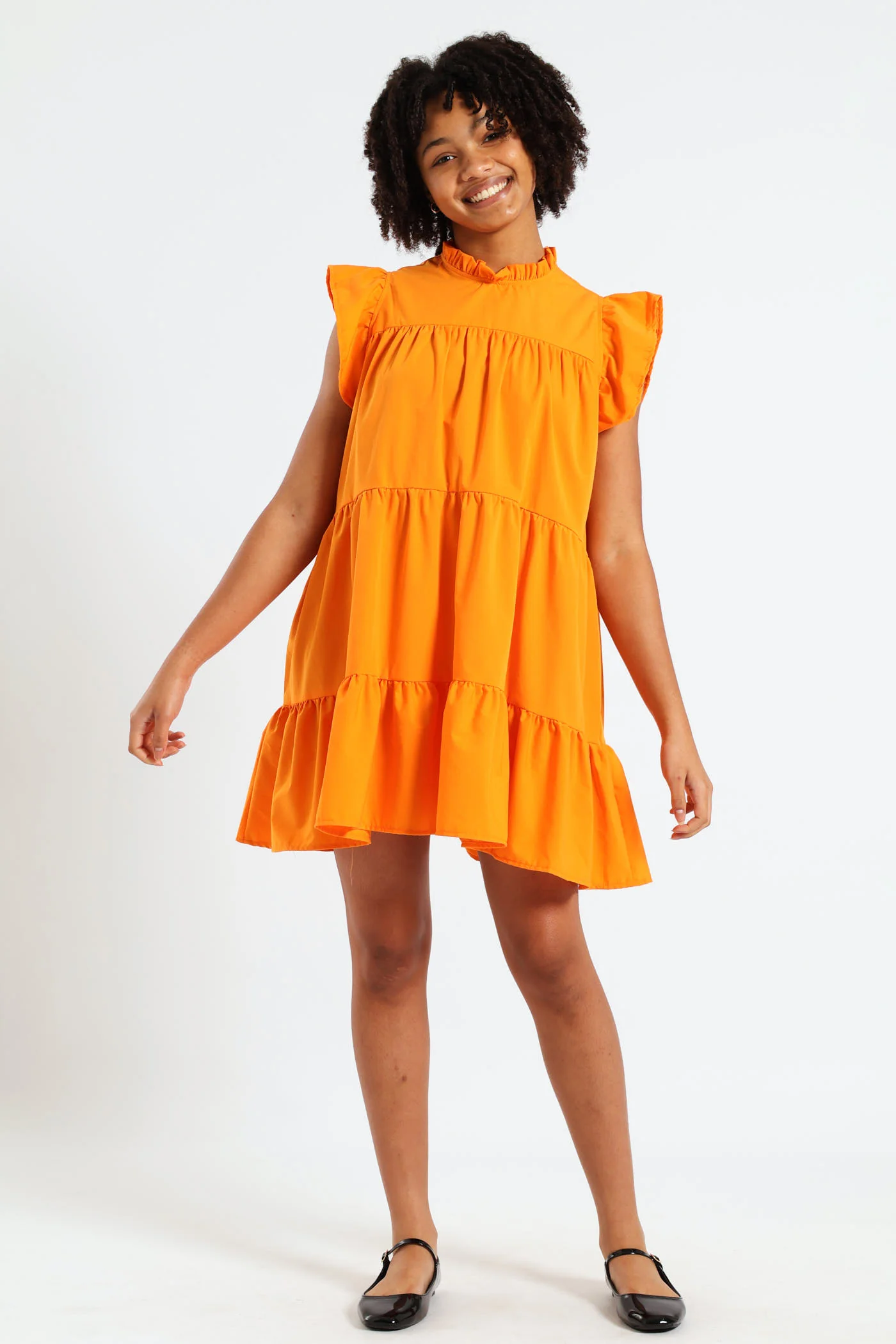 Girls Tiered Dress - Orange - Image 4