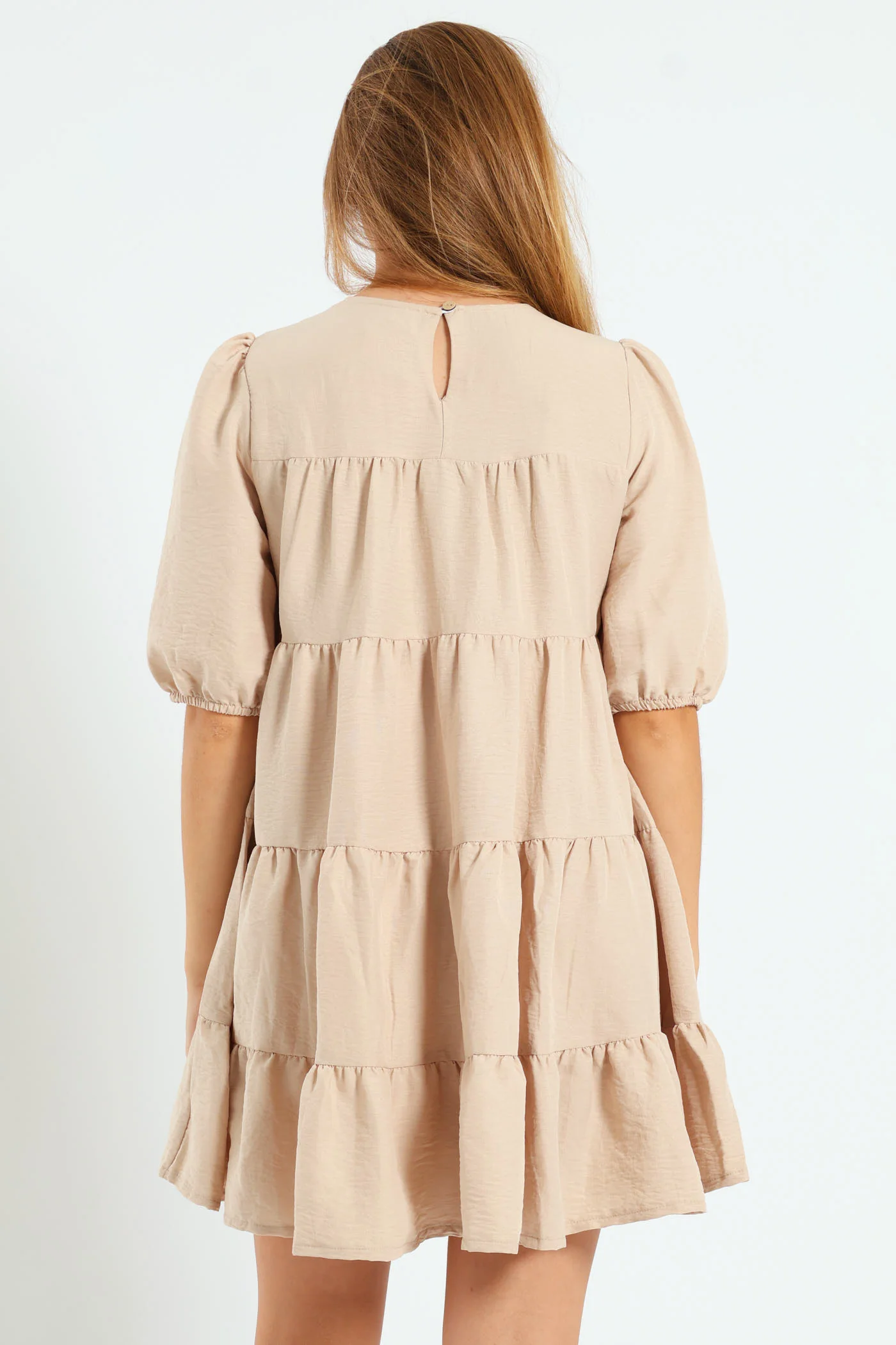 Girls Tiered Dress - Stone - Image 4