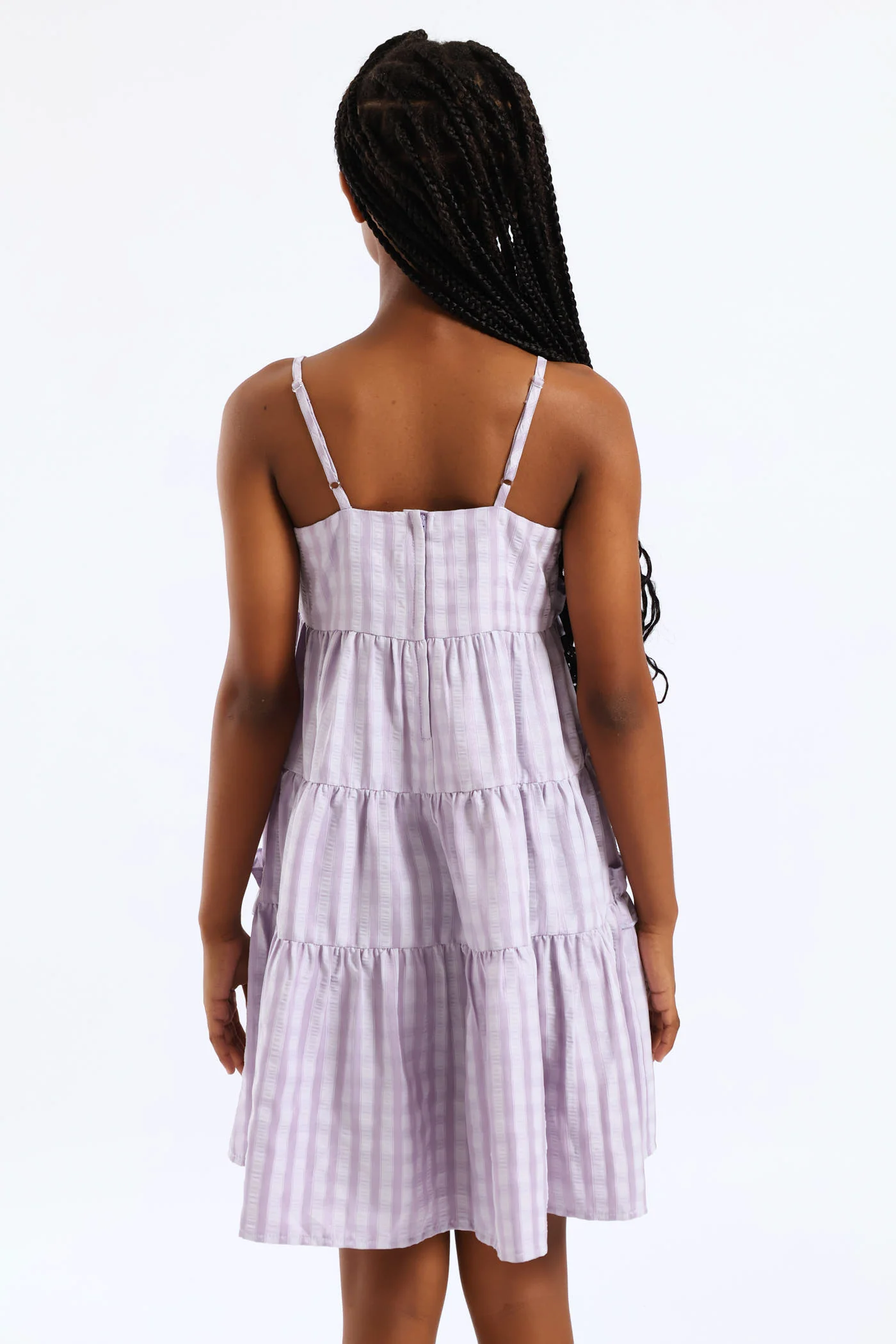 Girls Tiered Frill Detail Strappy Babydoll Dress - Lilac - Image 3