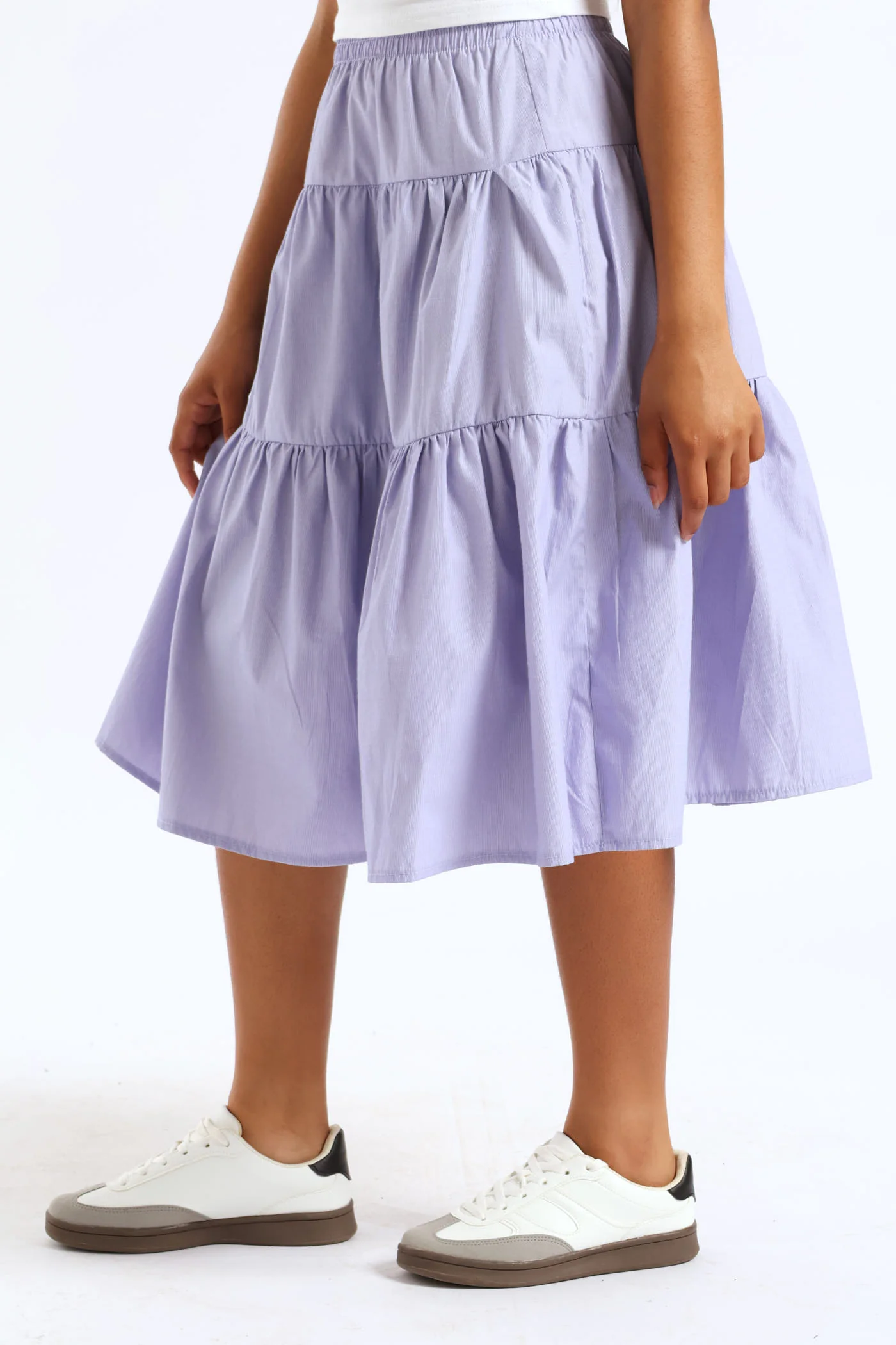Girls Tiered Stripe Midi Skirt - Multi - Image 4