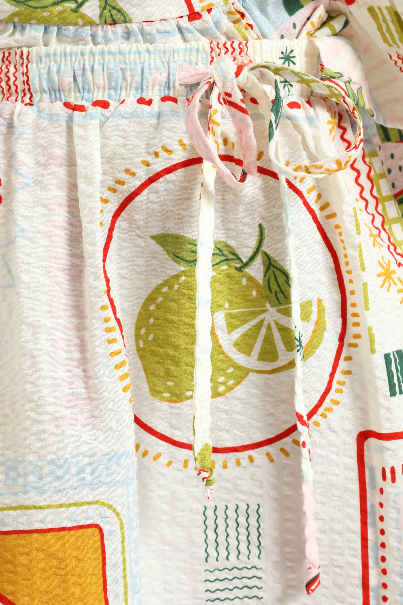 Girls Tropical Print A-Line Seersucker Skirt - Cream - Image 5