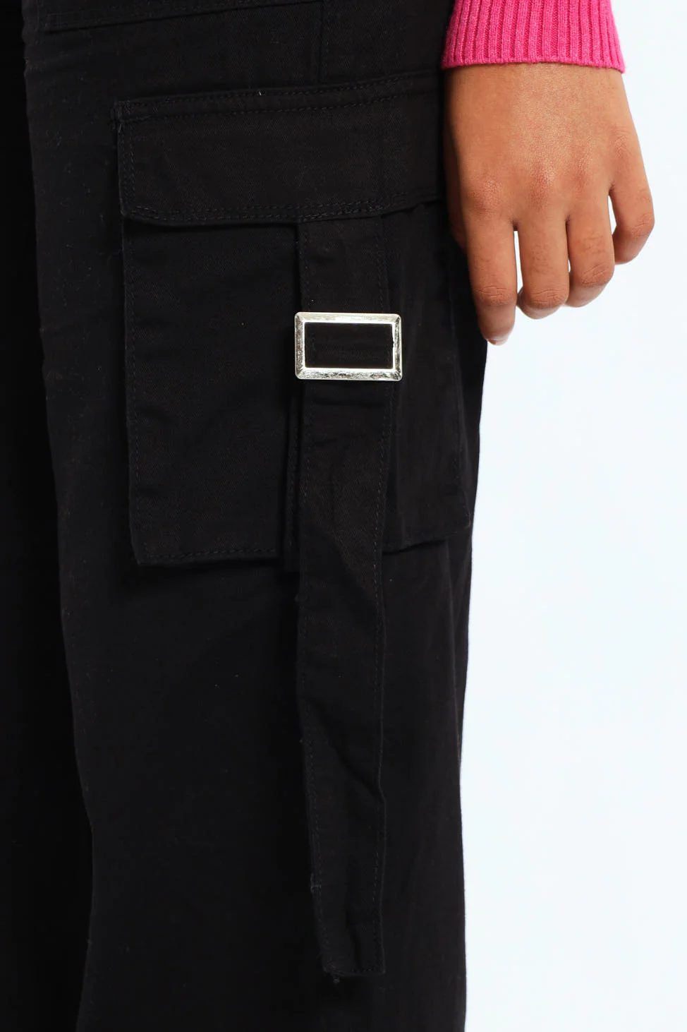 Girls Twill Cargo Pants - Black - Image 3