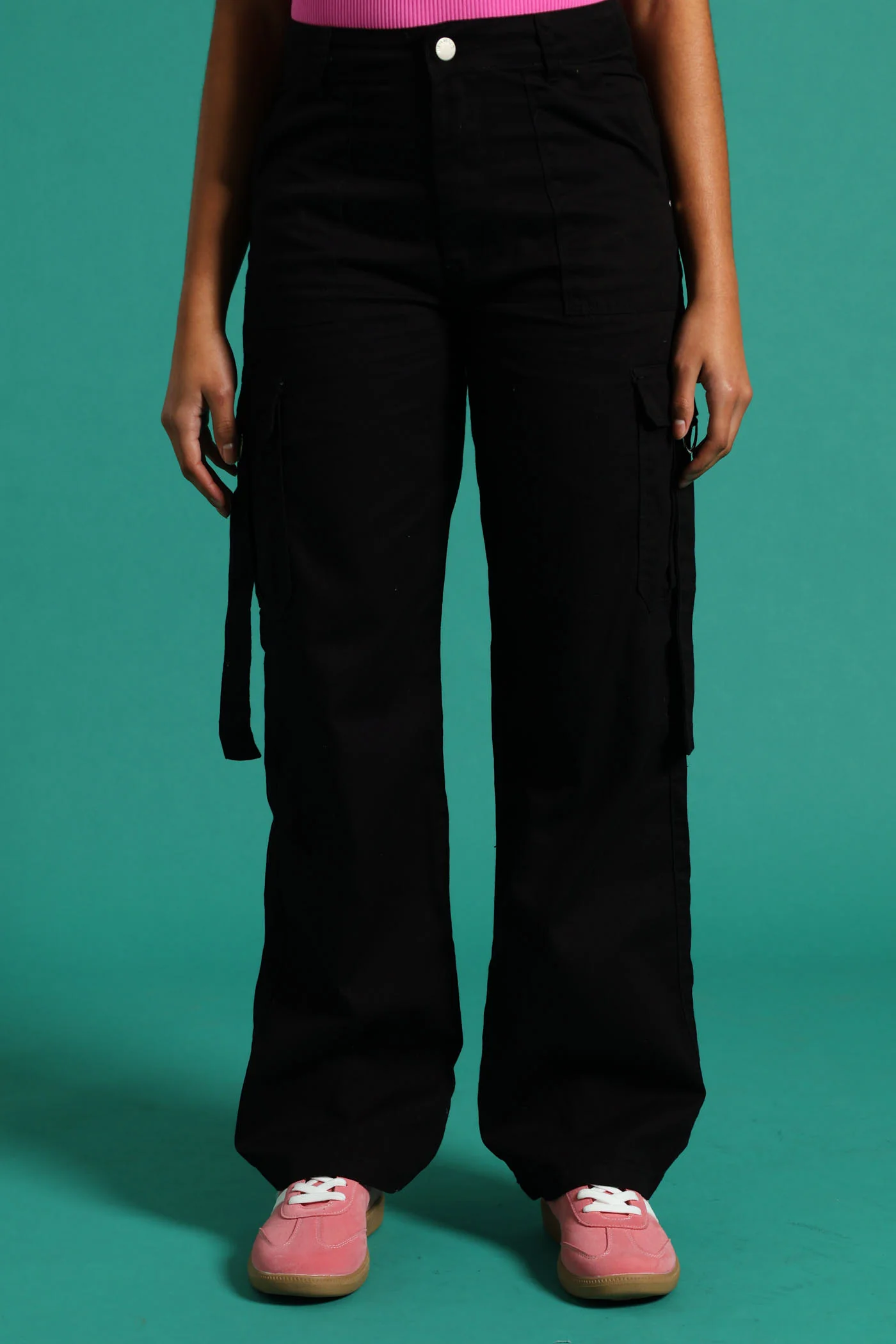 Girls Twill Cargo Pants - Black - Image 2