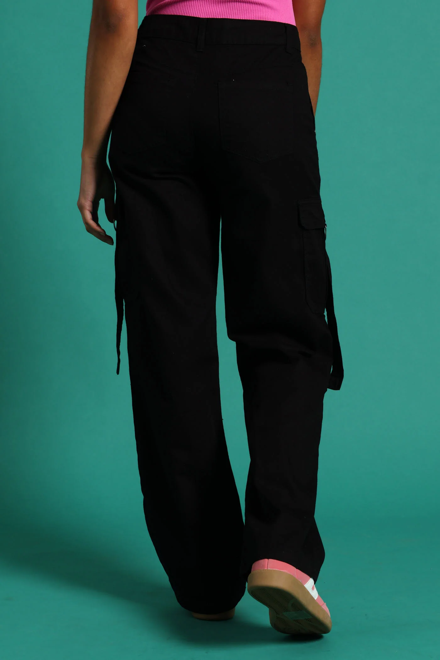 Girls Twill Cargo Pants - Black - Image 4