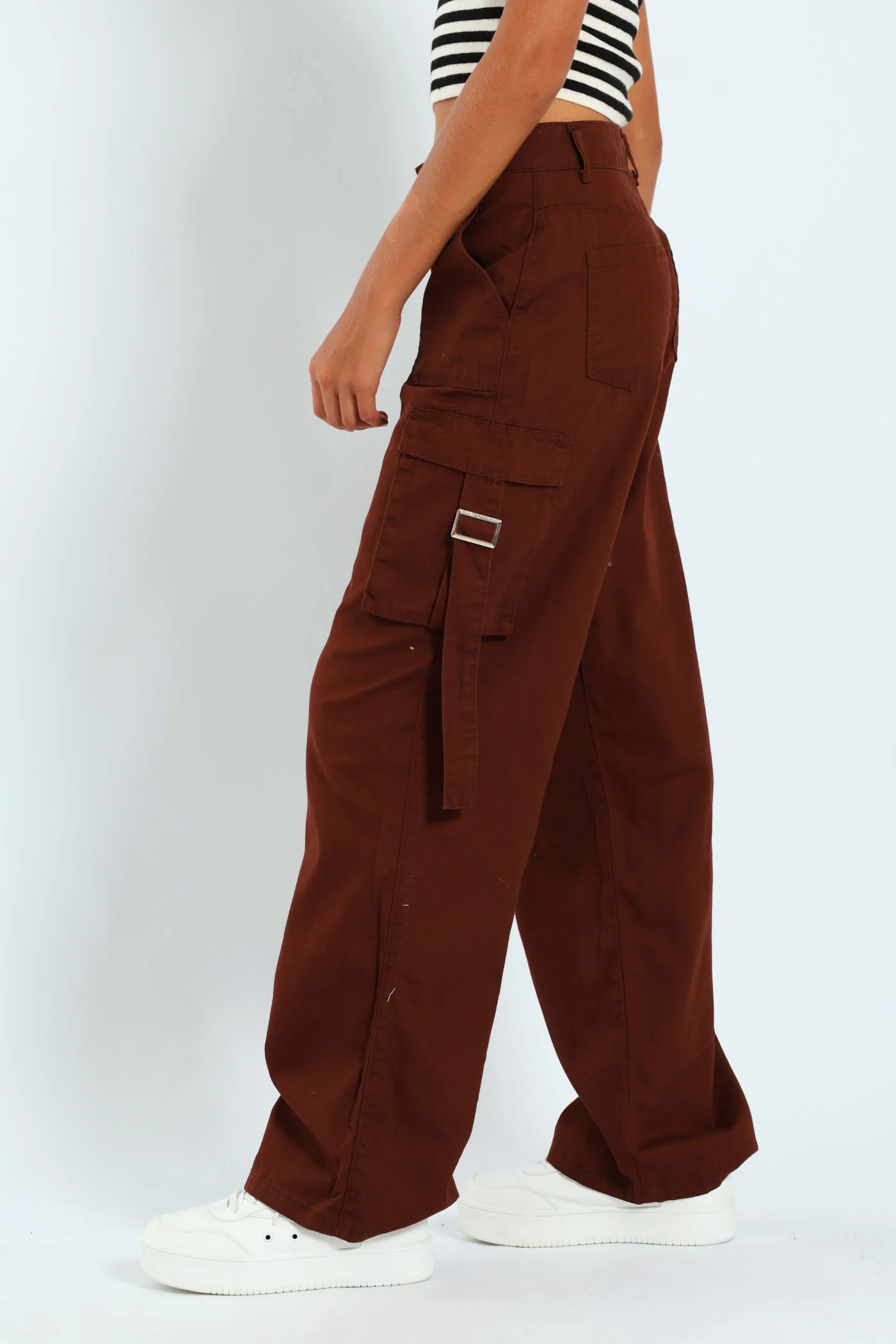 Girls Twill Cargo Pants - Brown - Image 2