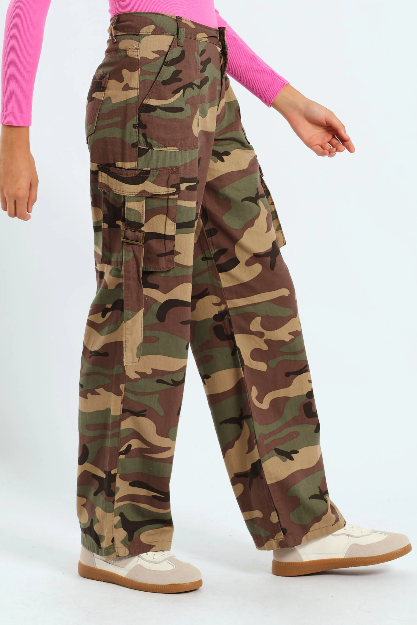 Girls Twill Cargo Pants - Camo - Image 2