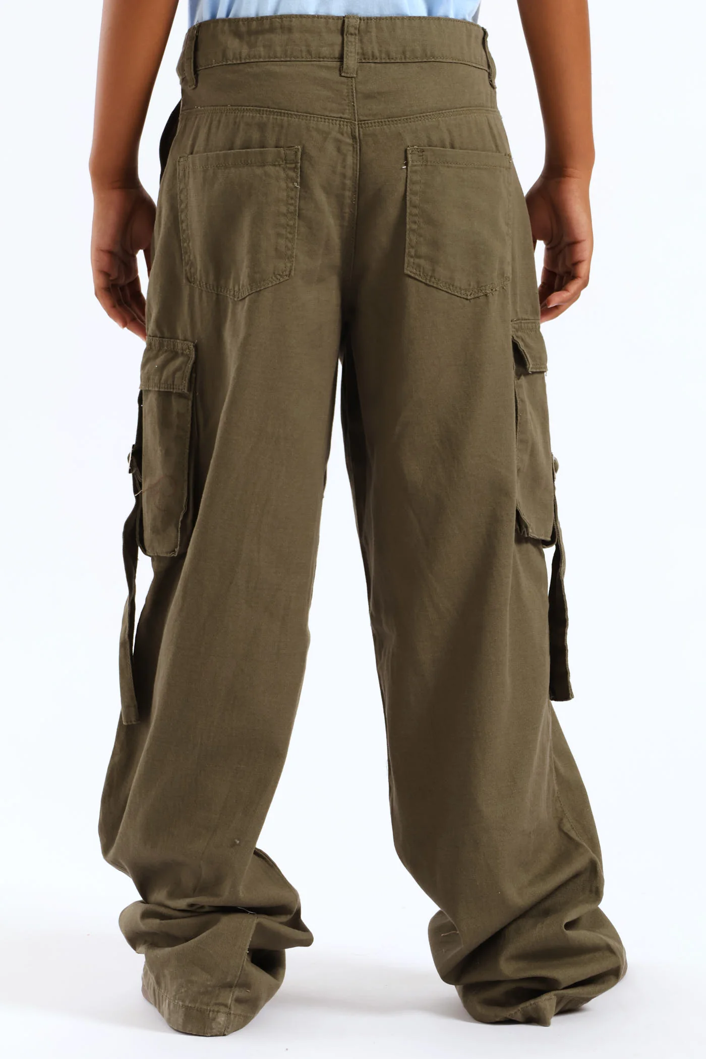 Girls Twill Cargo Pants - Olive - Image 5