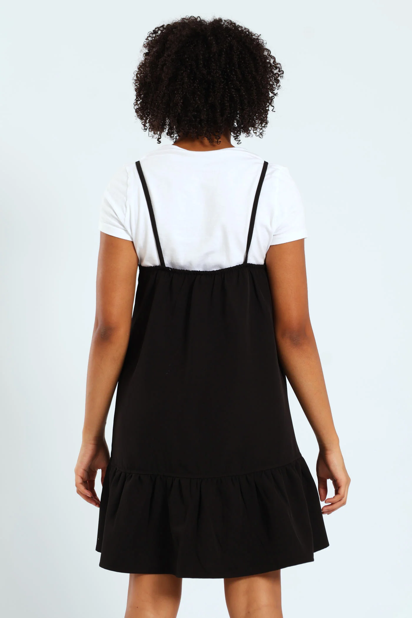 Girls Twofer Strappy Dress With Bows - Black - Image 2