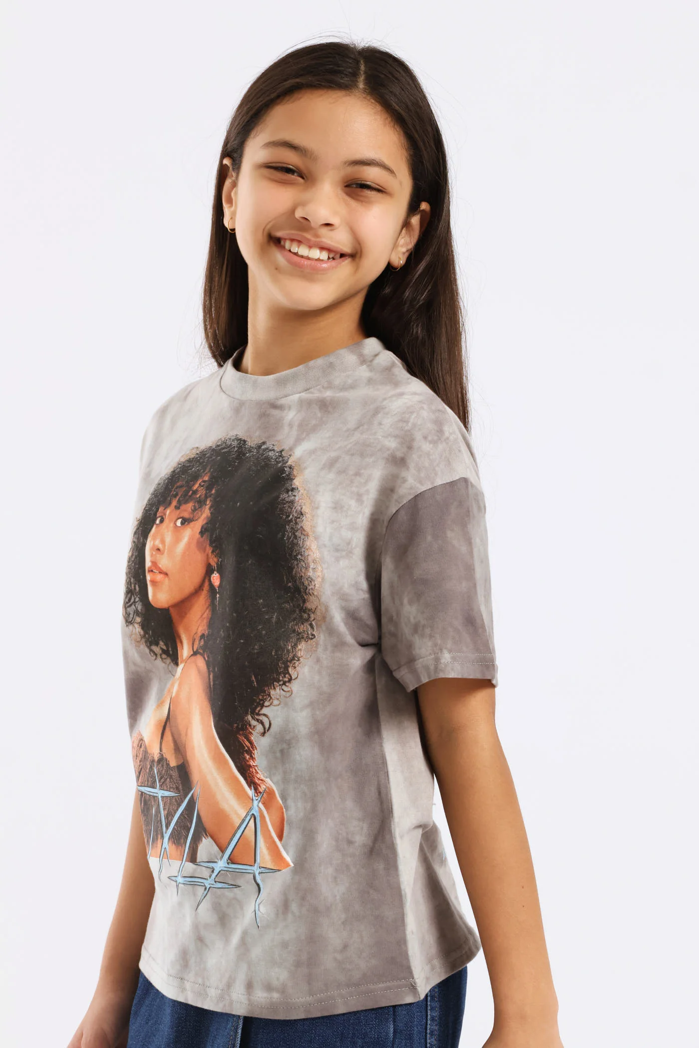 Girls Tyla Oversized Tee - Charcoal - Image 4