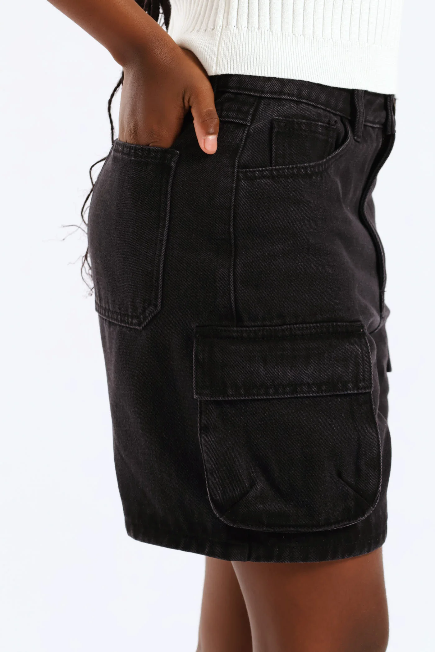 Girls Utility Cargo Shorts - Black - Image 3