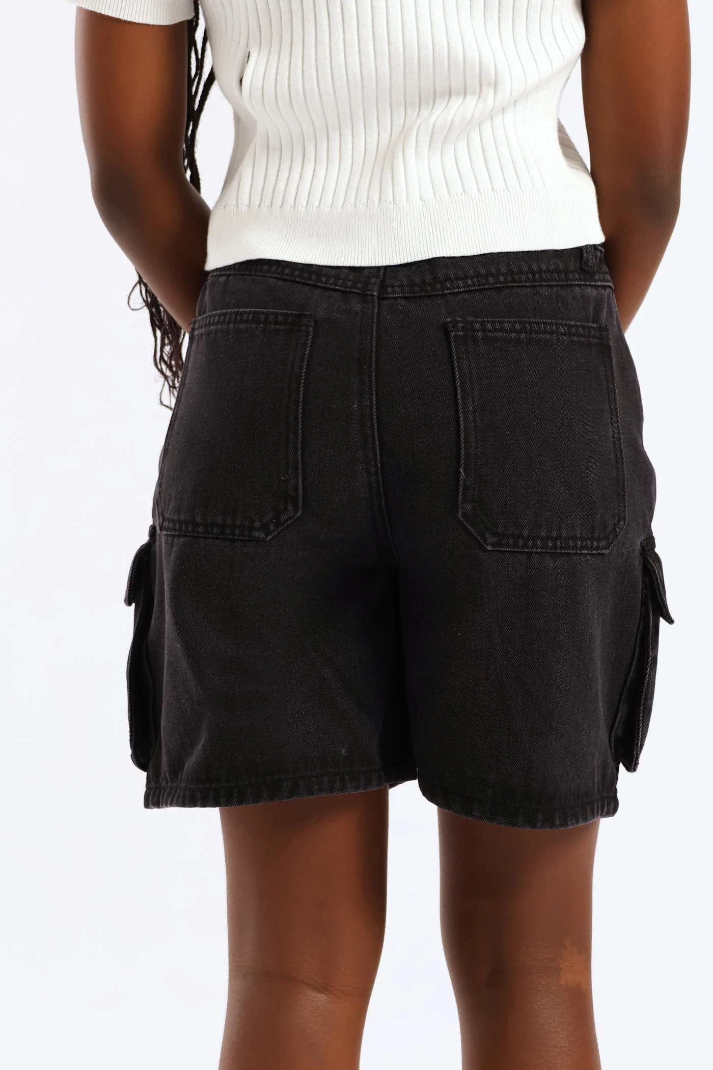 Girls Utility Cargo Shorts - Black - Image 5