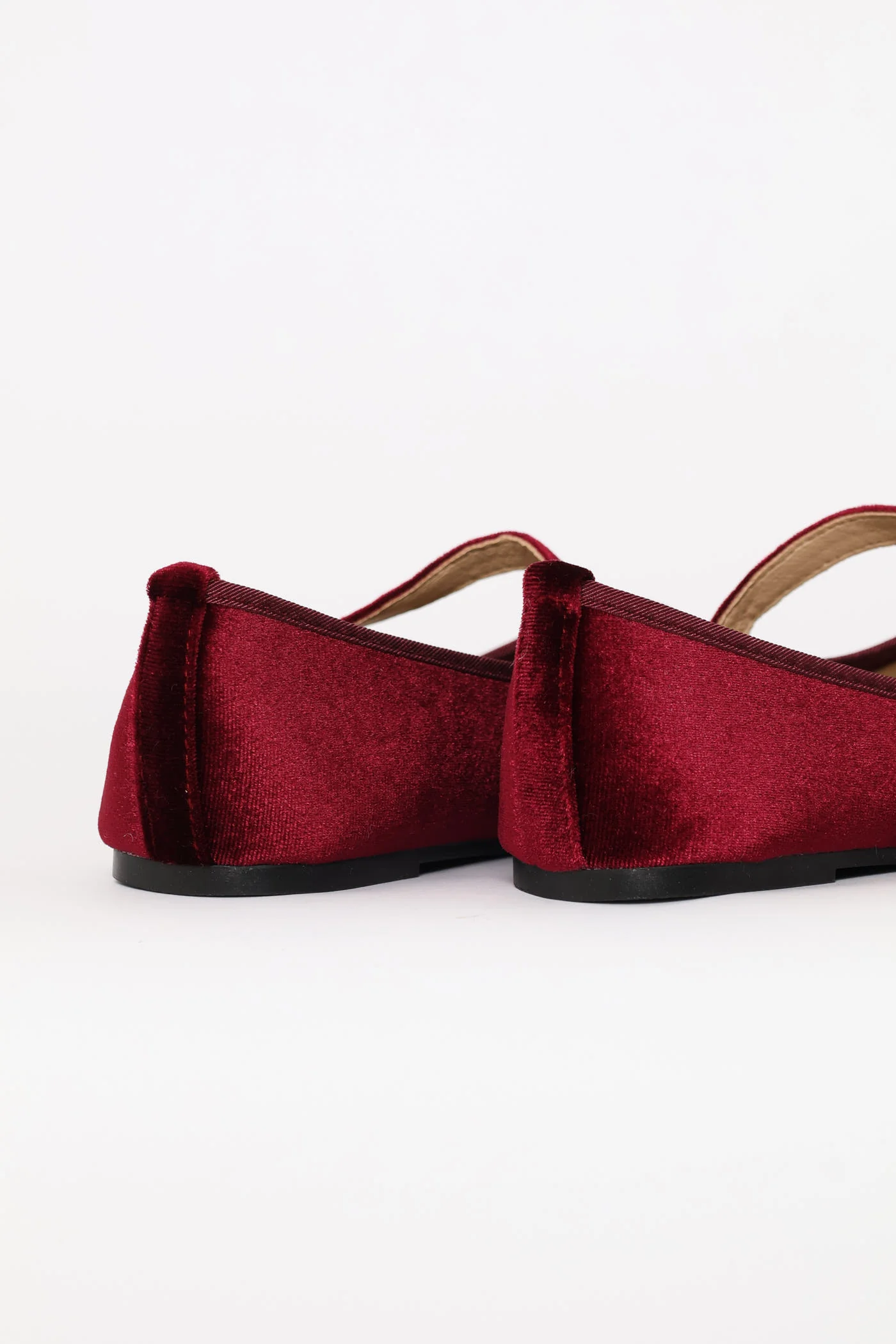 Girls Velour Pump - Burgundy - Image 2