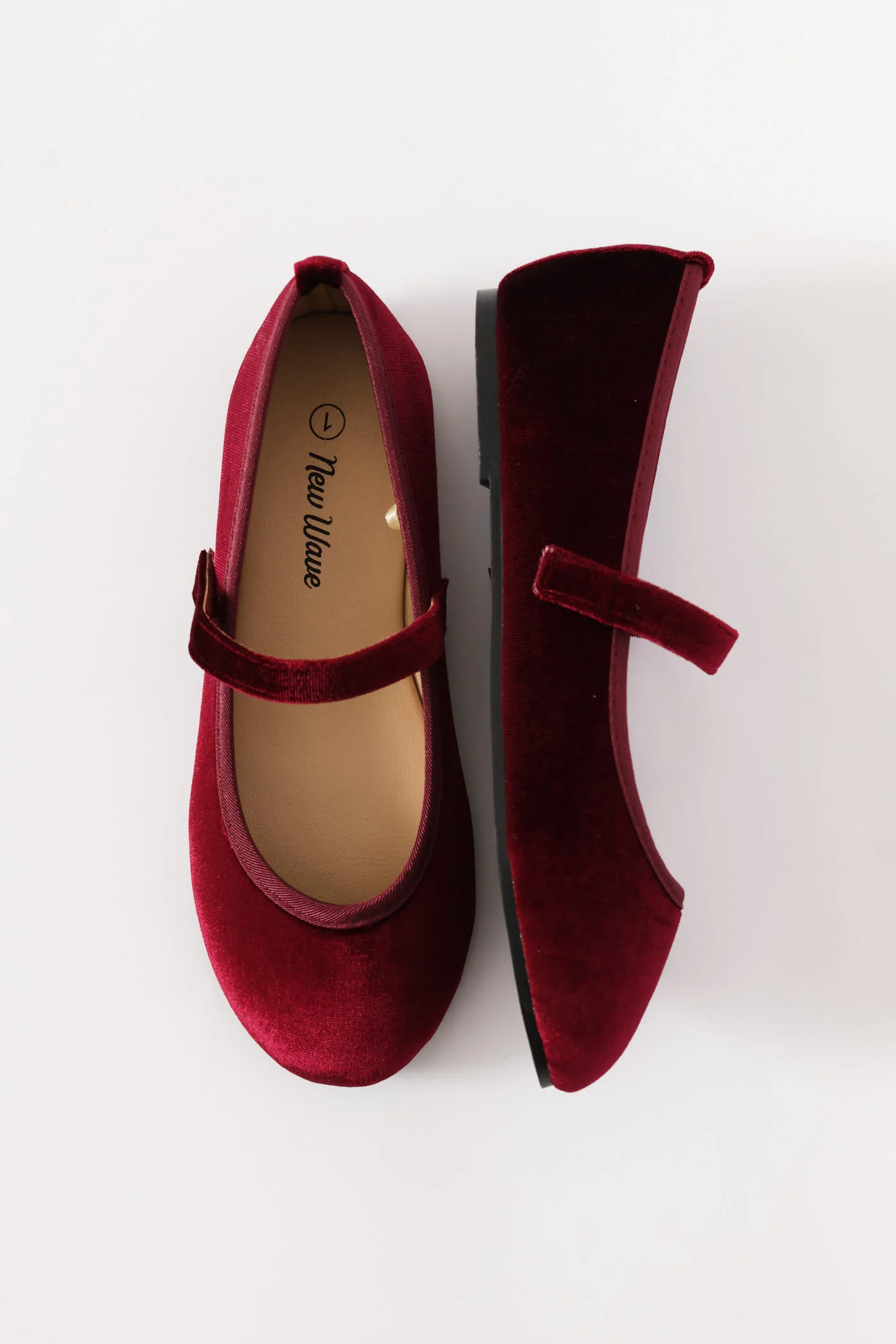 Girls Velour Pump - Burgundy - Image 4