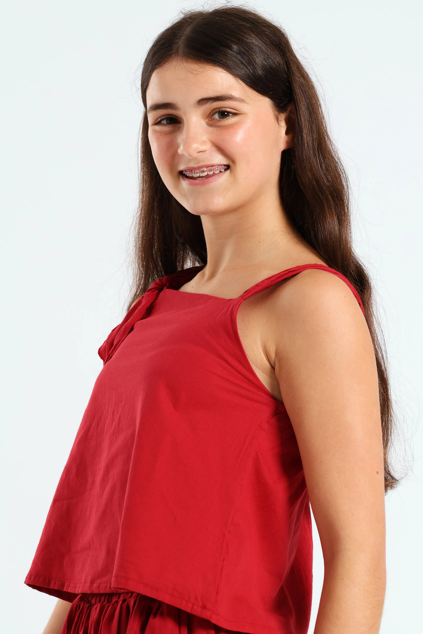 Girls Voile Lined Top - Red - Image 3