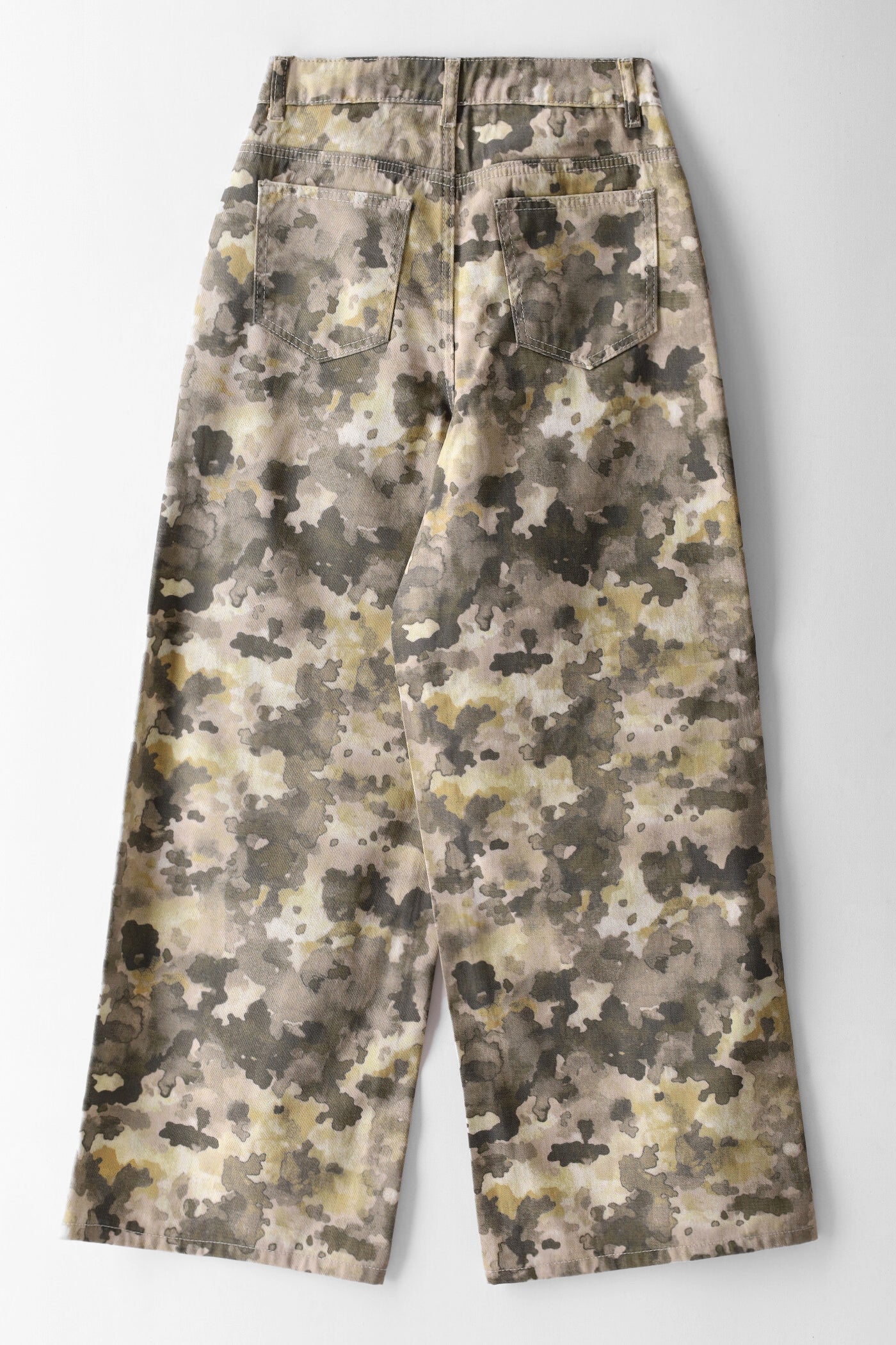 Girls Watercolour Baggy Fit Denim Pant - Camo - Image 2