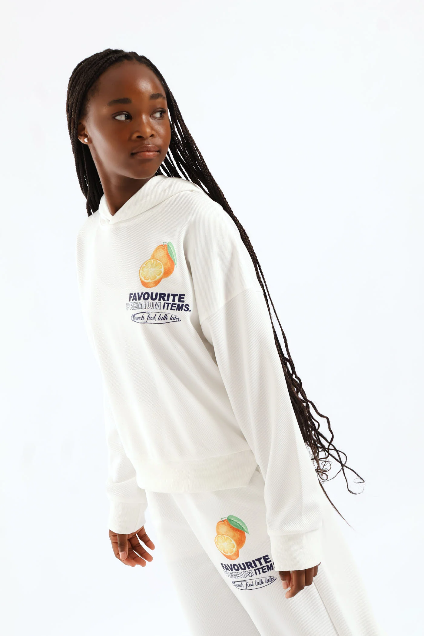 Girls Weekend Favs Fleece Hoody - Cream - Image 10