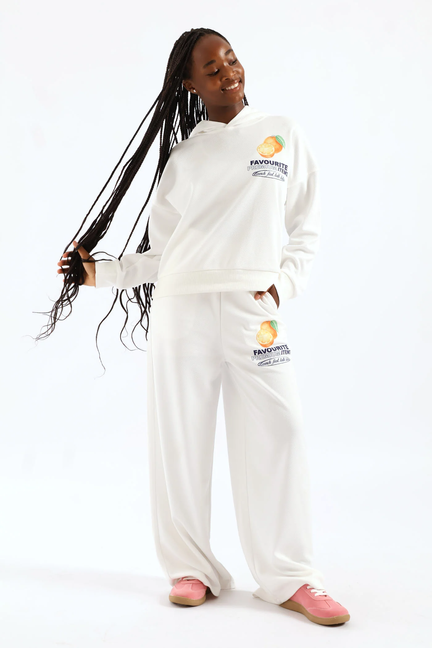 Girls Weekend Favs Fleece Hoody - Cream - Image 3