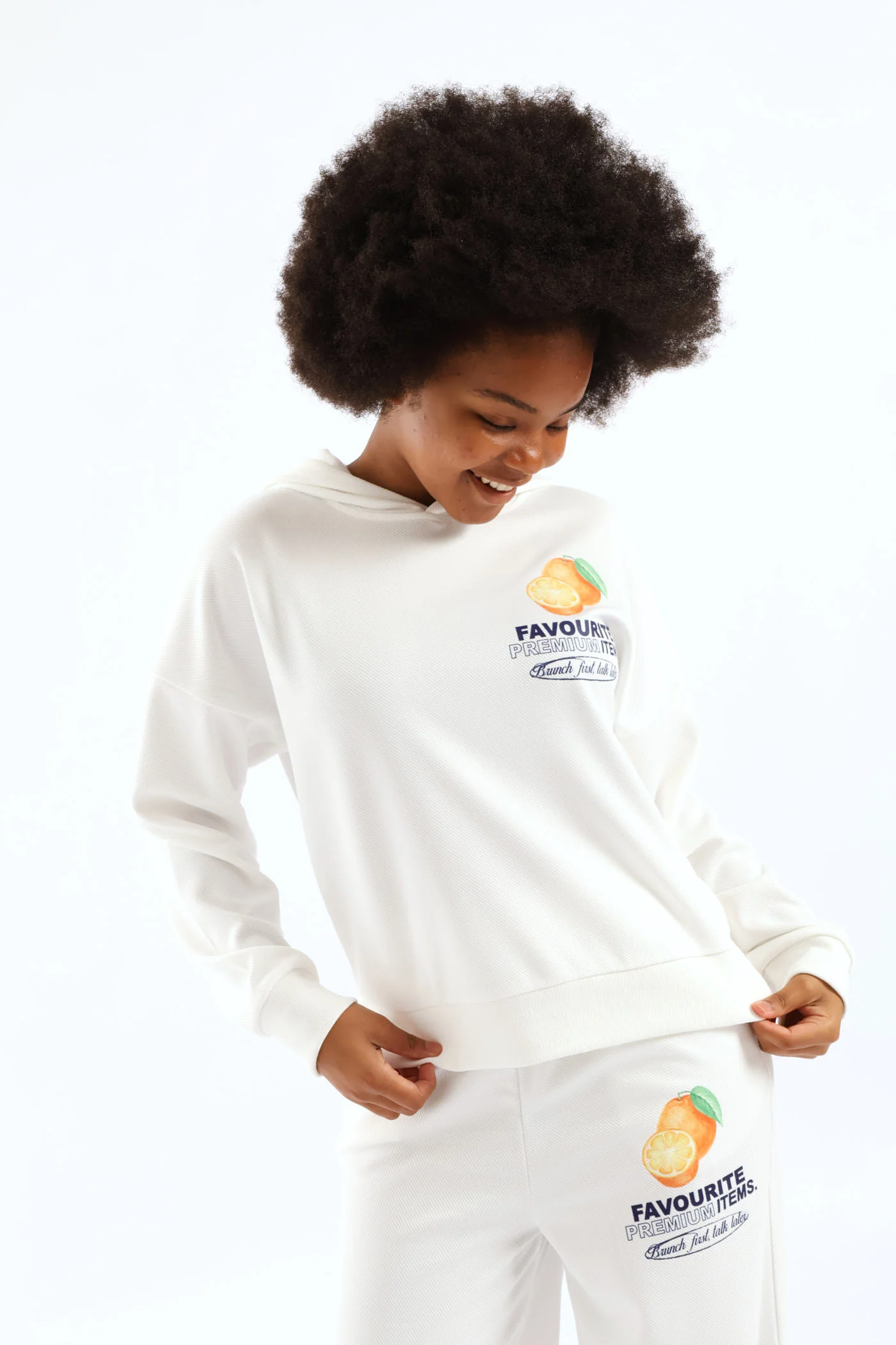 Girls Weekend Favs Fleece Hoody - Cream - Image 6
